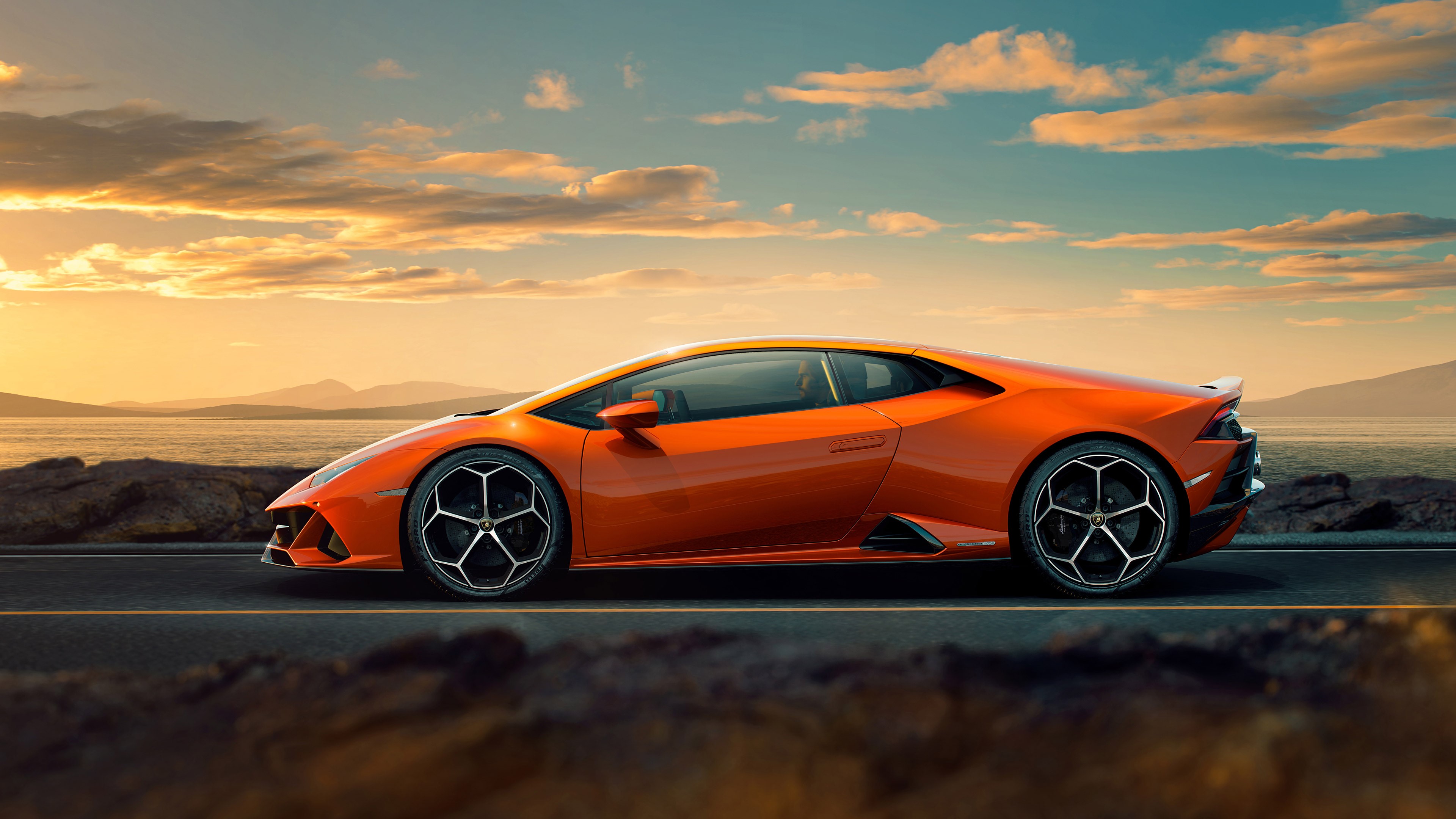 Lamborghini Huracan, car, vehicle, supercars, sunrise, HD Wallpaper