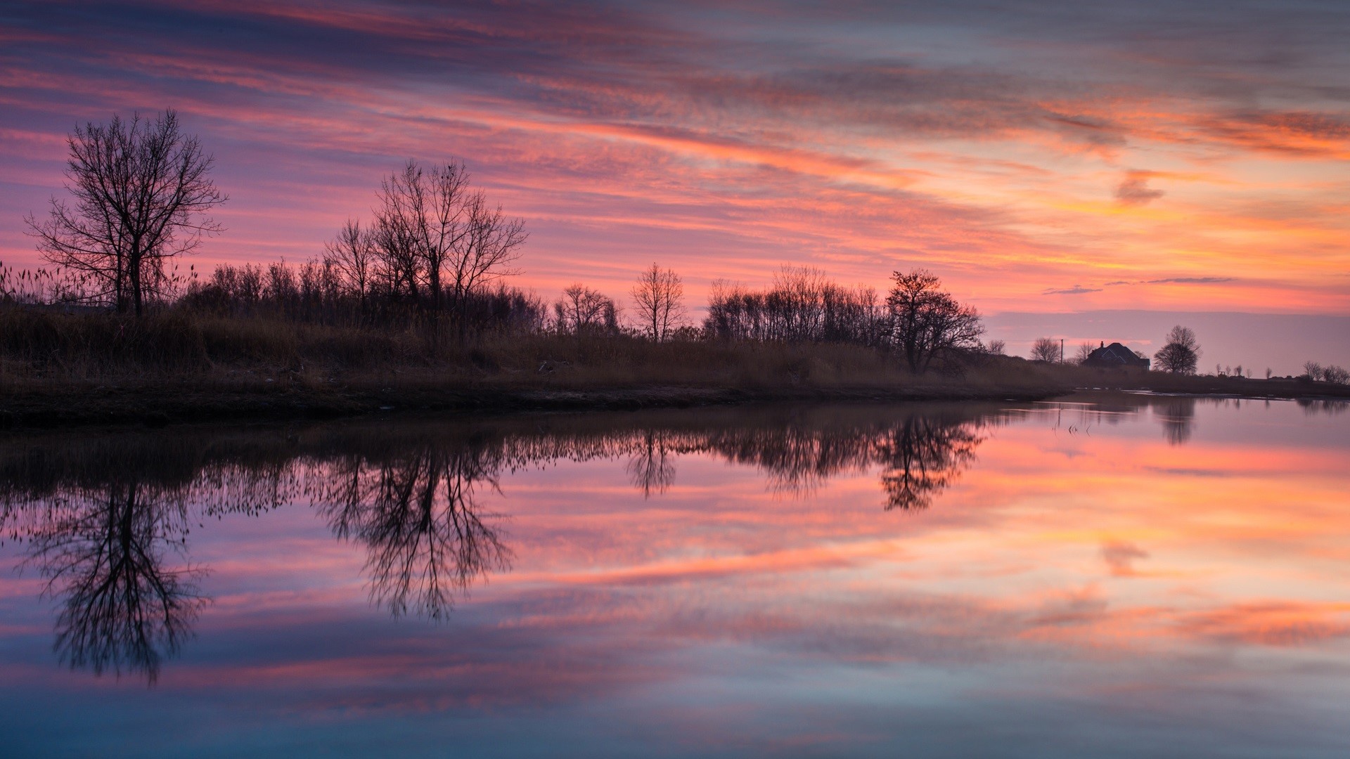 river, landscape, nature, water, clouds, evening, sky, HD Wallpaper