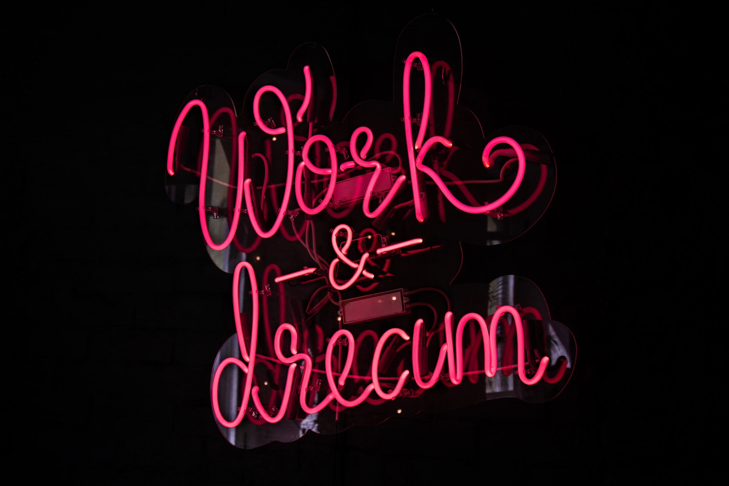 neon, work, minimalism, red, HD Wallpaper