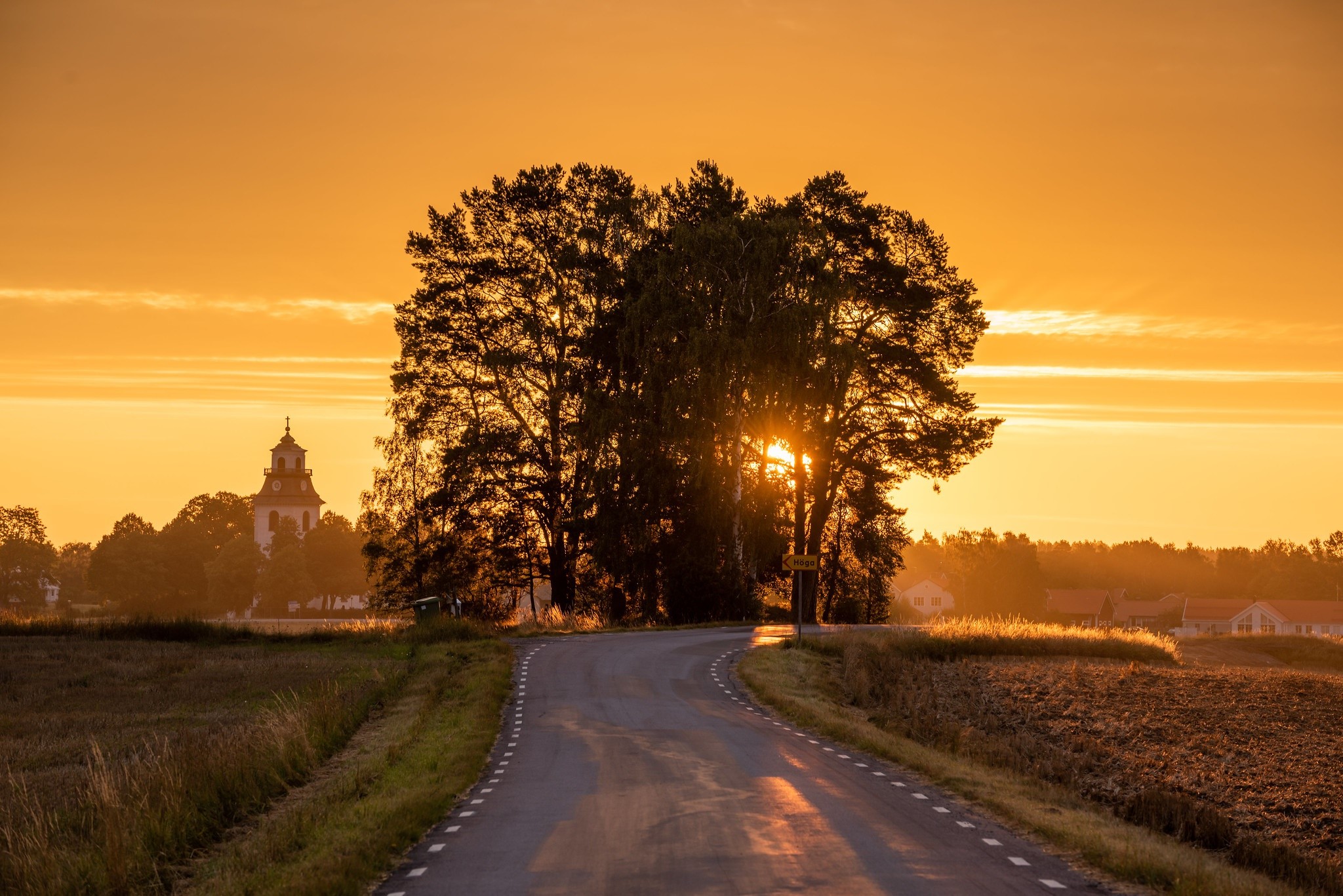 Sweden, road, sunlight, asphalt, sky, HD Wallpaper