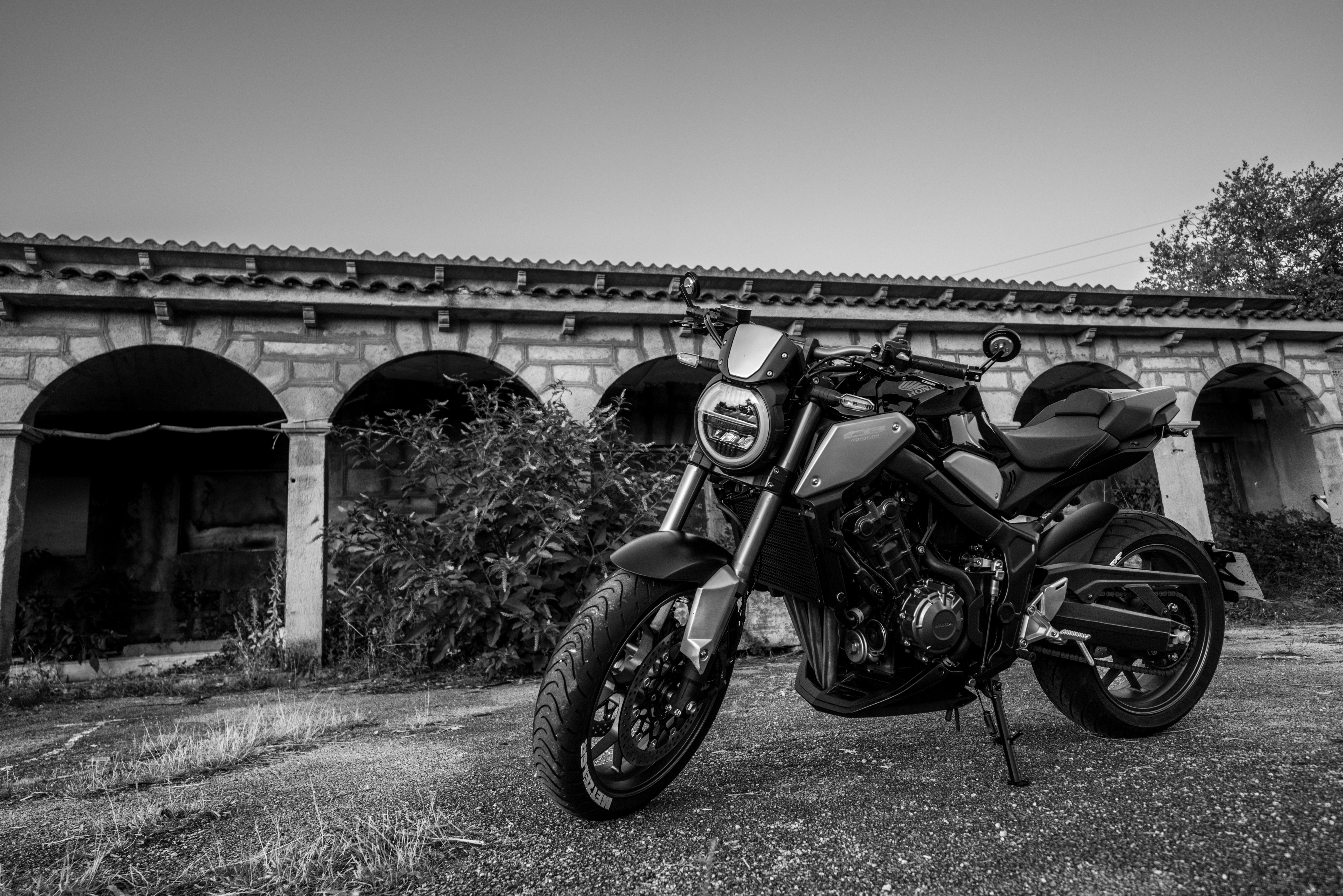 motorcycle, Honda, cb650r, monochrome, HD Wallpaper