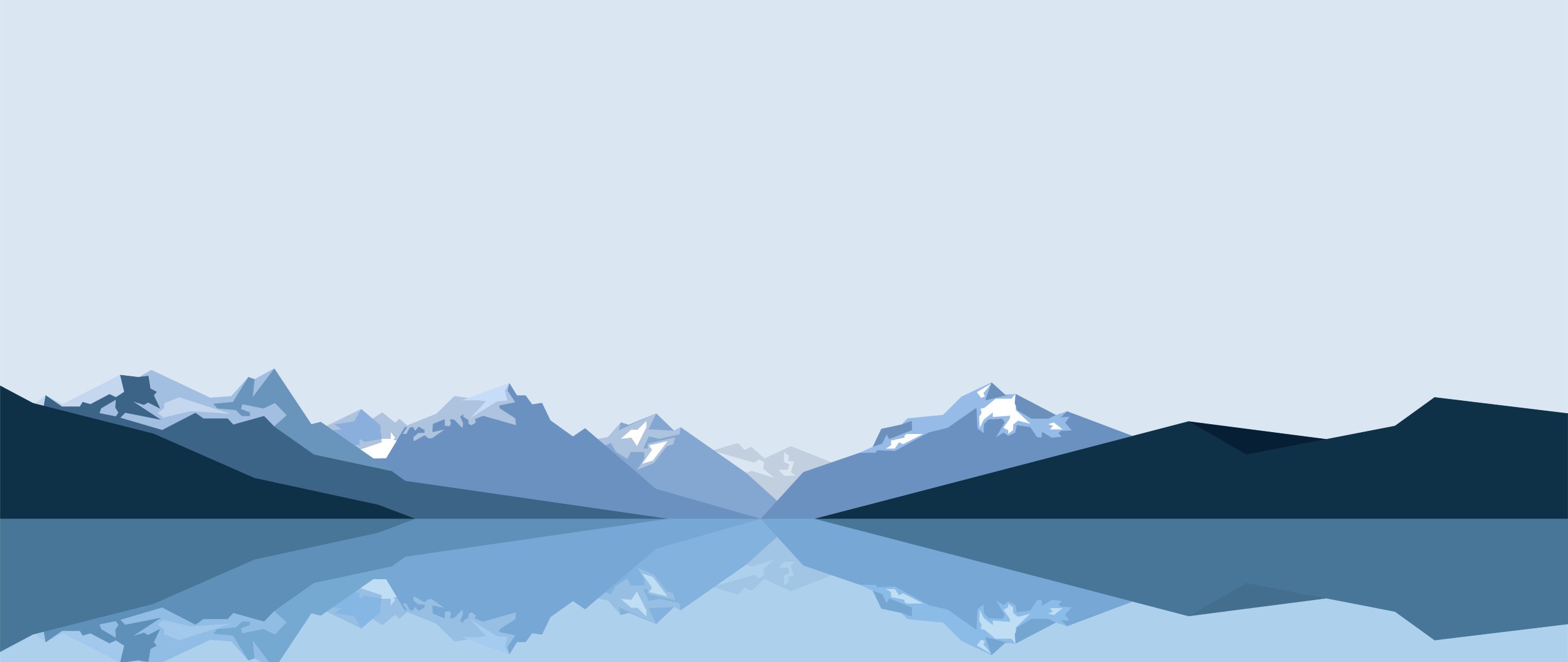 mountains, artwork, minimalism, lake, digital art, HD Wallpaper