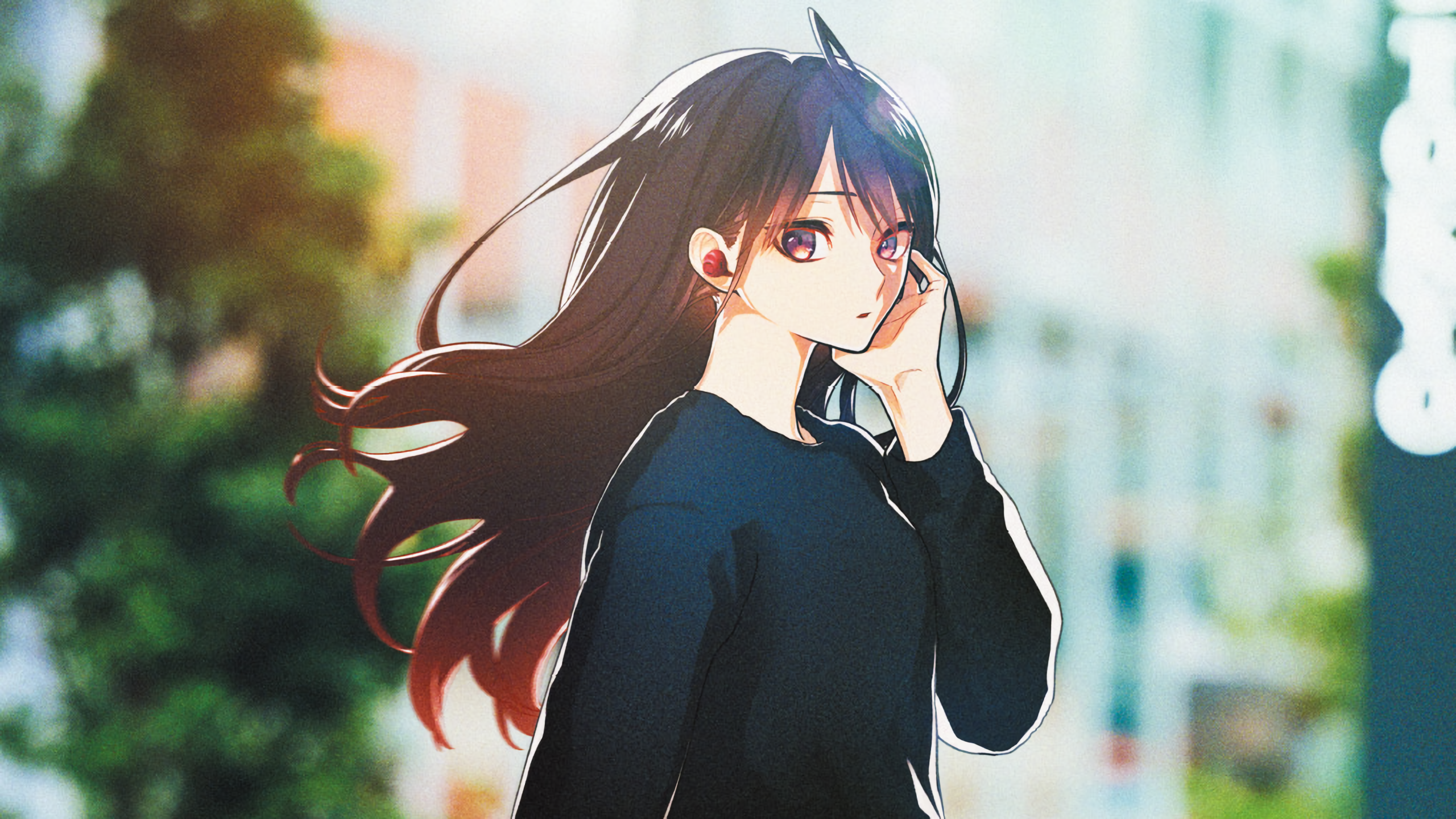 anime, anime girls, long hair, brunette, HD Wallpaper
