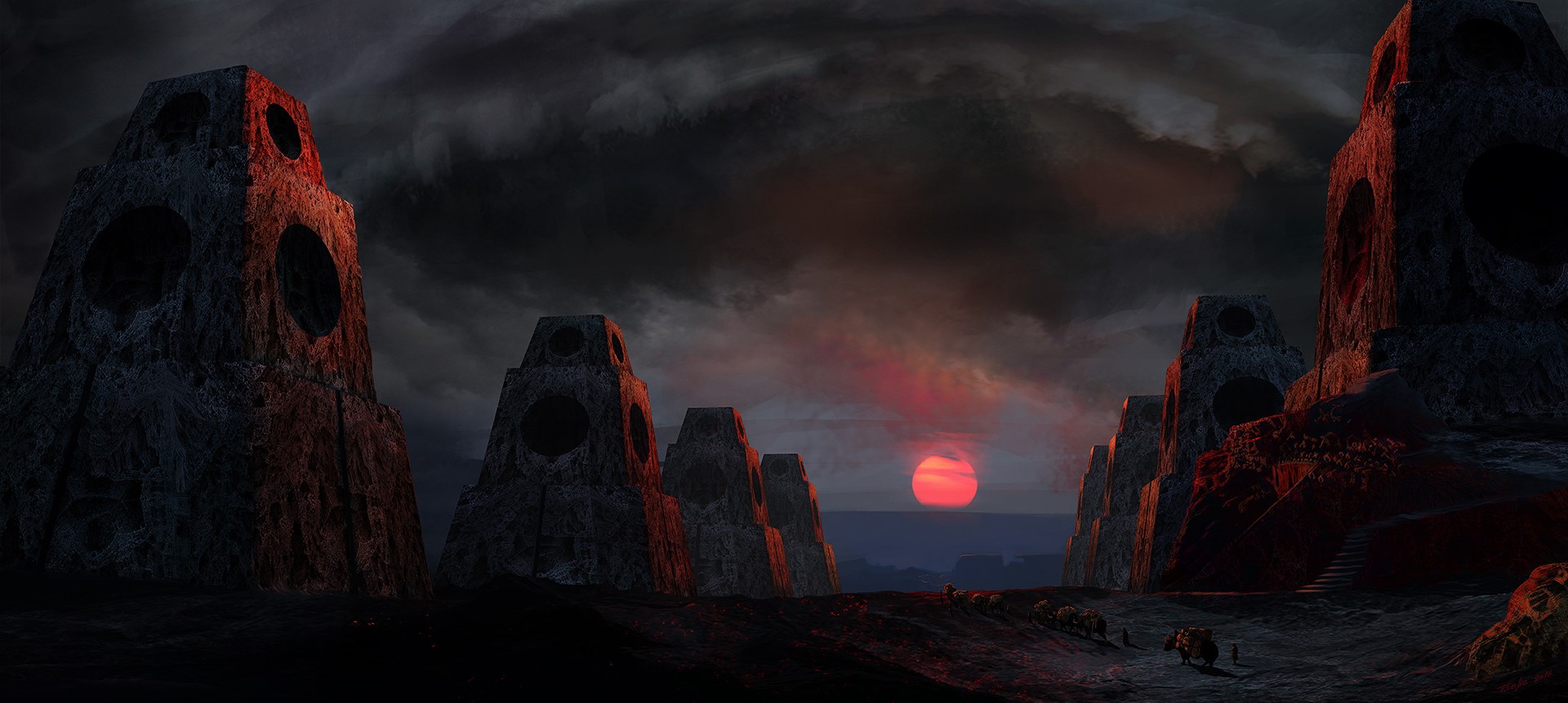 space, Giorgos Tsolis, sunset, HD Wallpaper