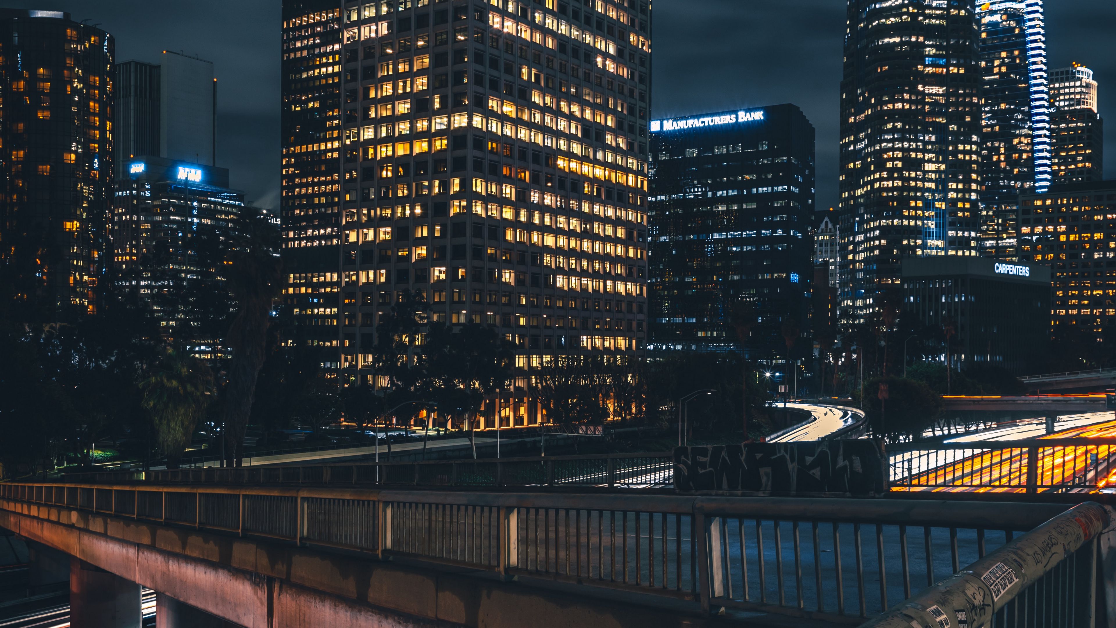 night city, city lights, building, architecture, 4k, HD Wallpaper