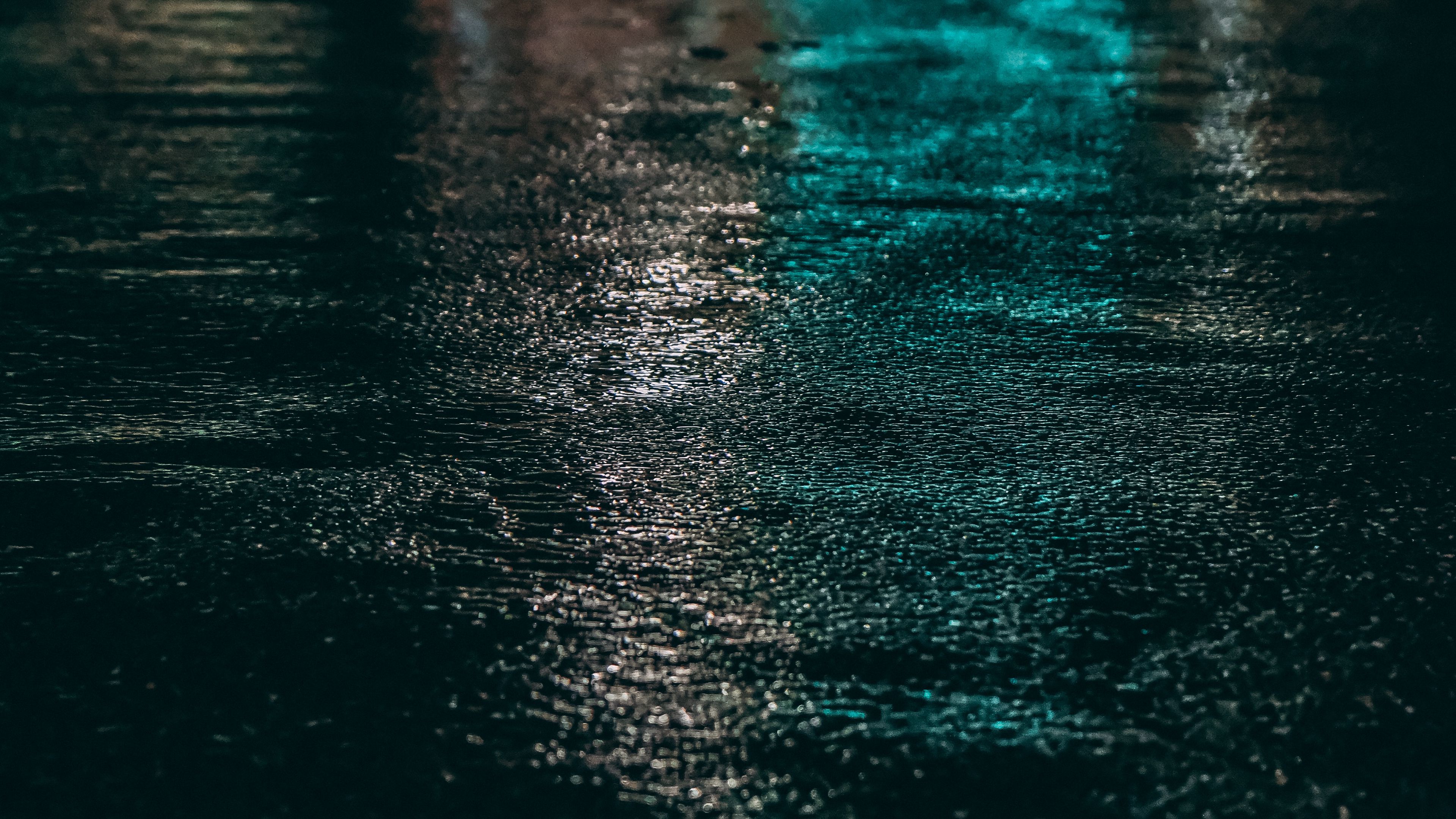 asphalt, wet, dark, blur, 4k, HD Wallpaper
