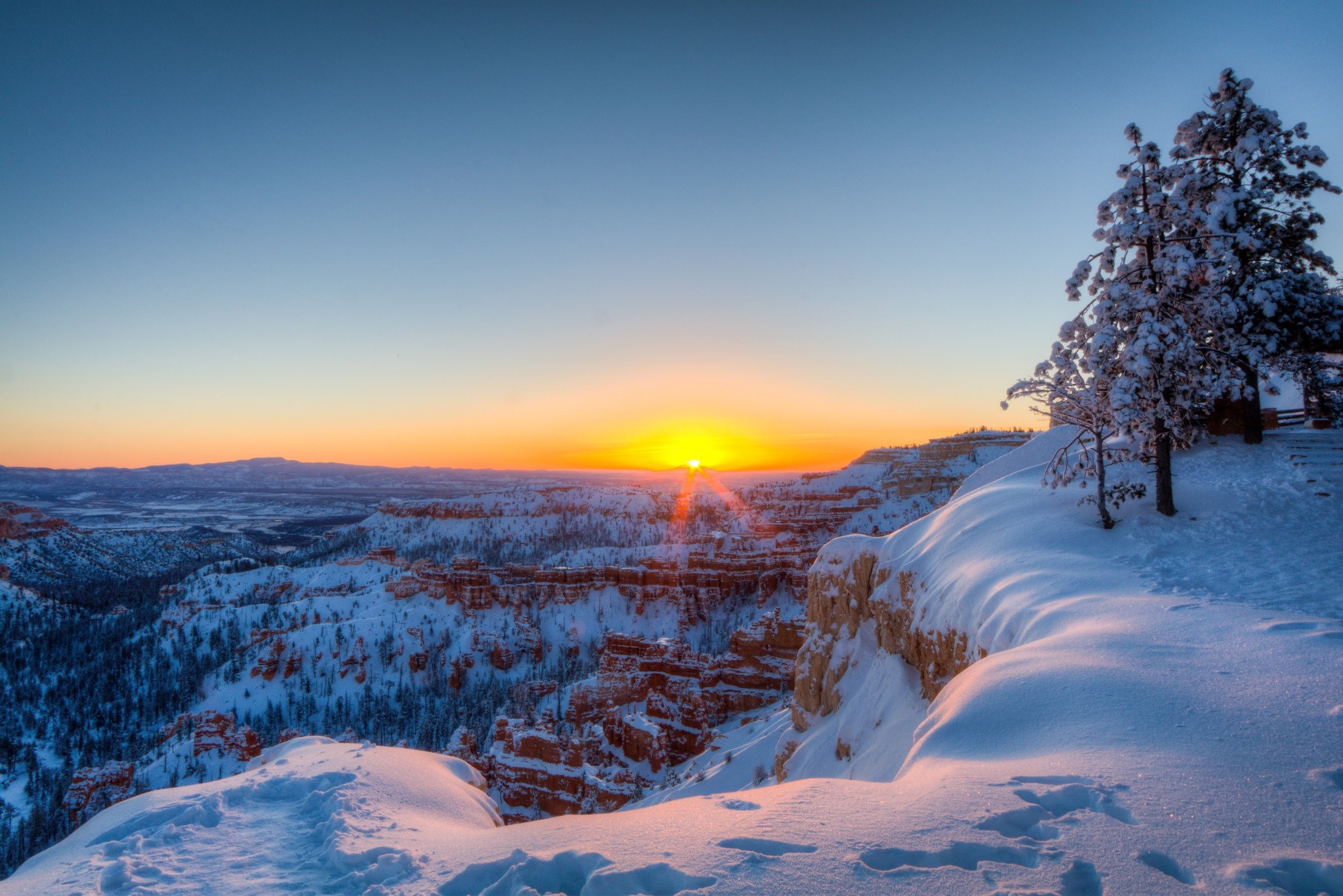 nature, winter, landscape, snow, sunlight, Bryce Canyon National Park, HD Wallpaper