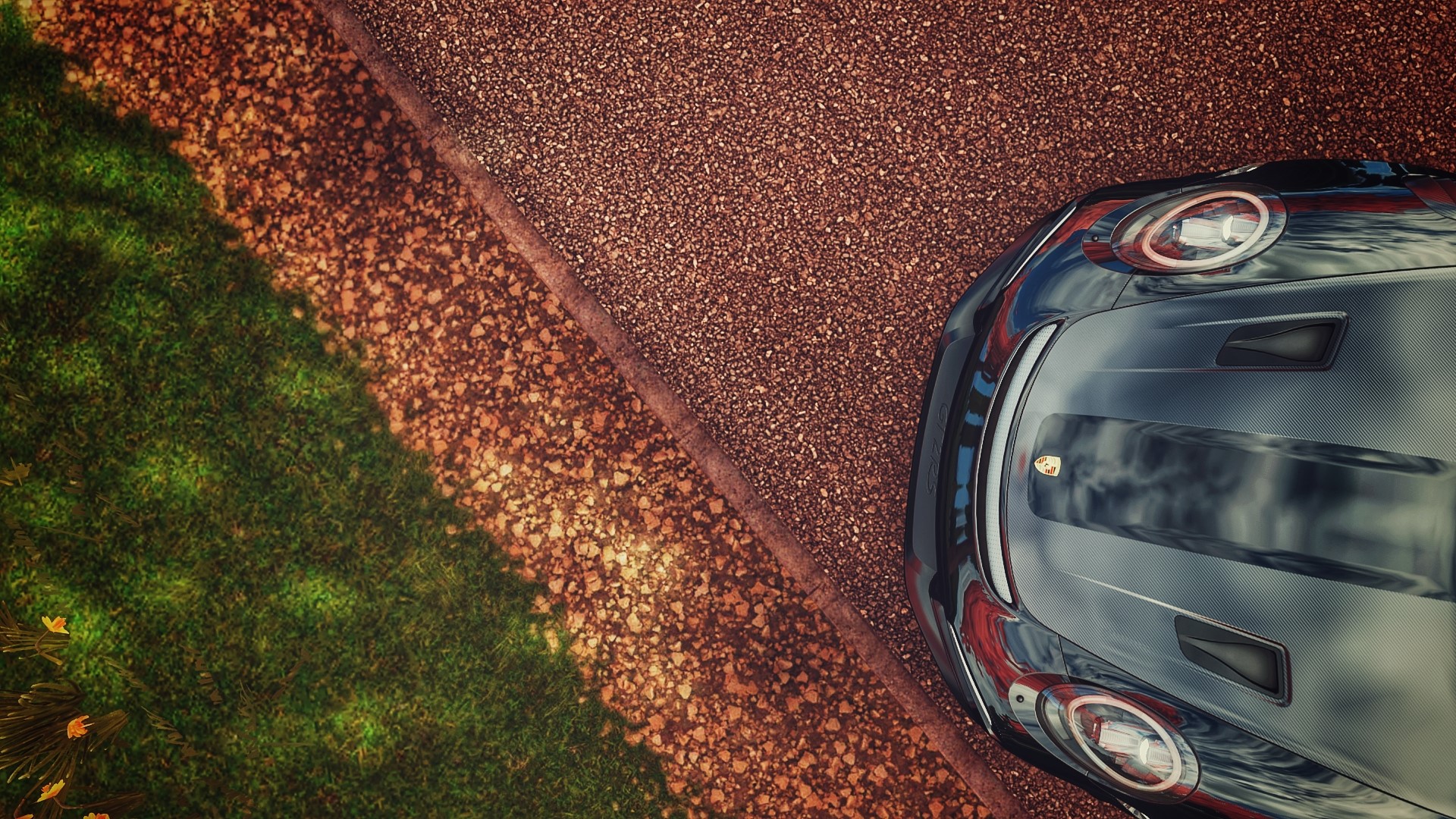 Porsche 911 GT2 RS, GT2 RS, Porsche, car, Forza Horizon 4, Porsche 911, Forza, vehicle, video games, Porsche 991, top view, HD Wallpaper