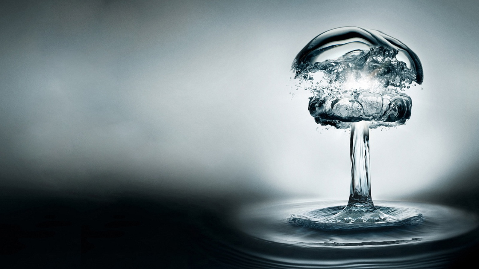 water, digital art, simple background, atomic bomb, HD Wallpaper