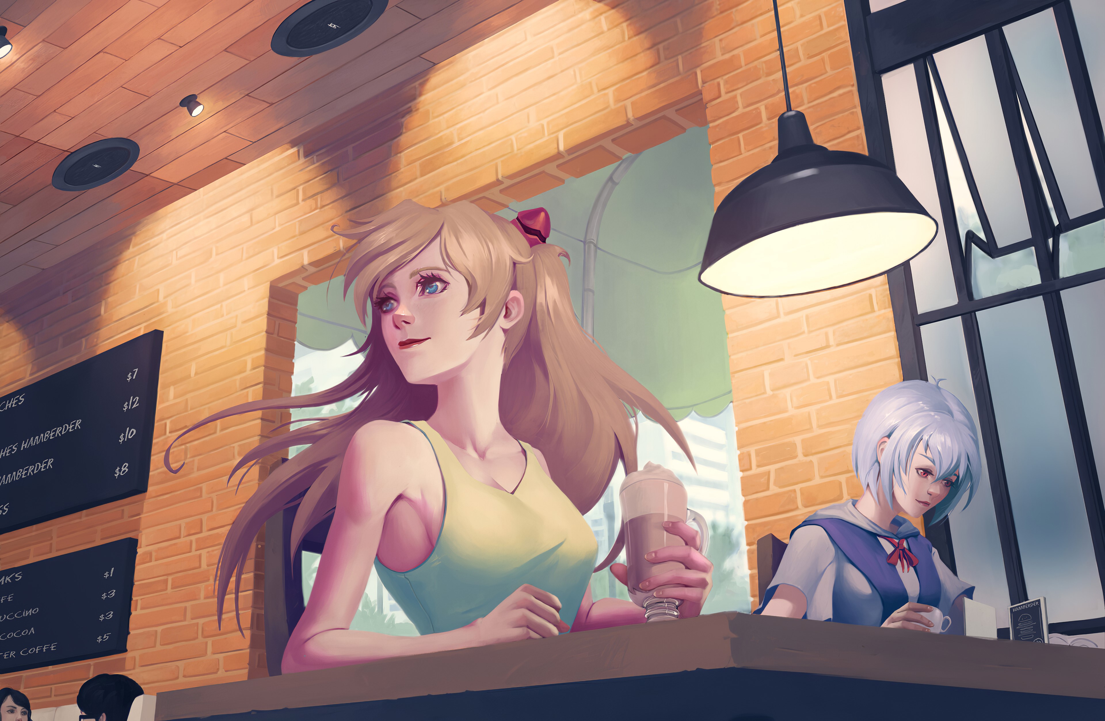 anime, anime girls, 2D, artwork, Asuka Langley Soryu, Ayanami Rei, Neon Genesis Evangelion, HD Wallpaper
