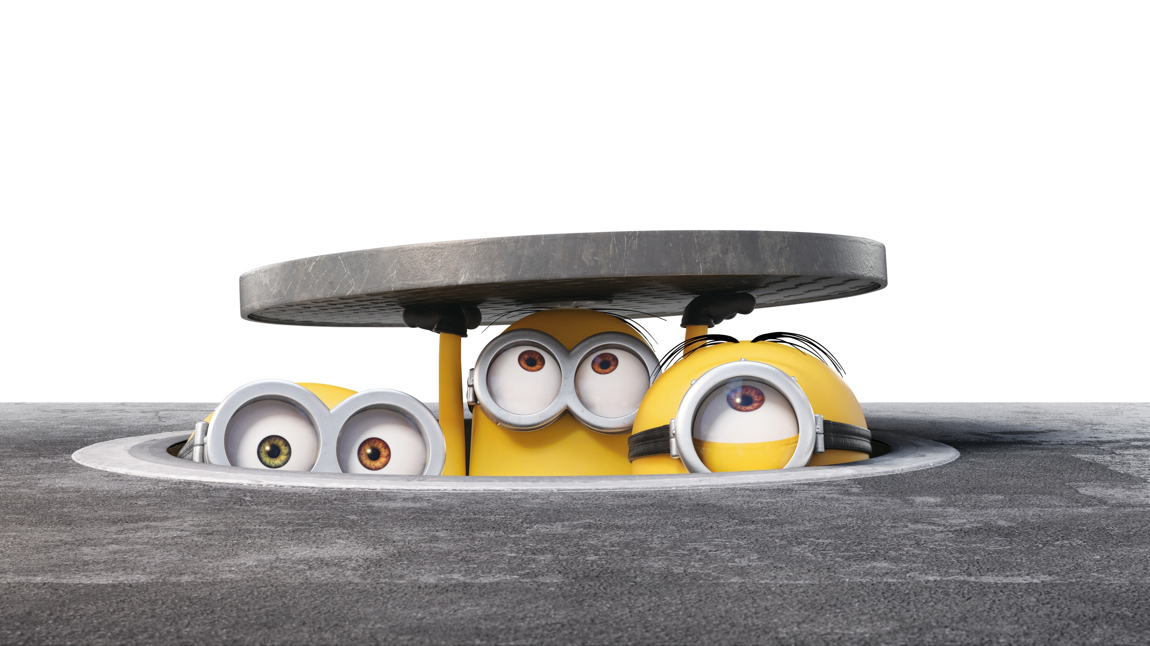 minions, animation, gray, white, yellow, humor, movies, HD Wallpaper