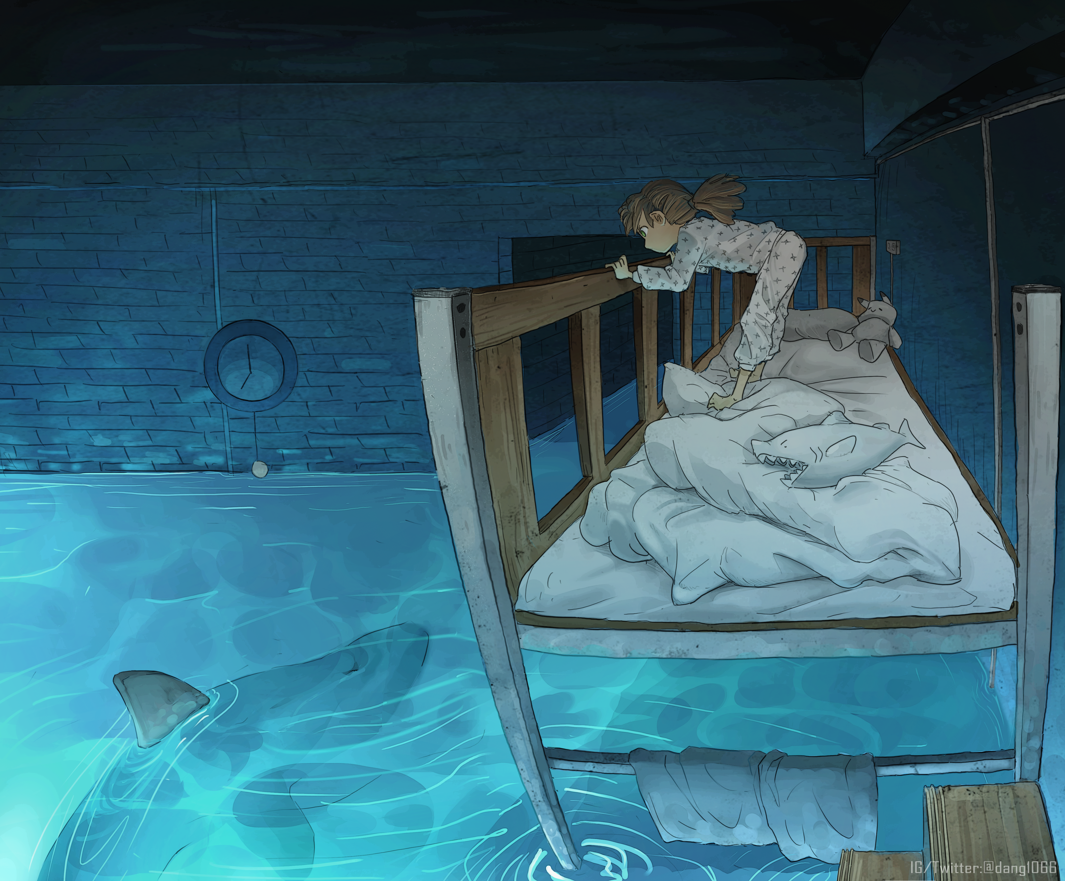 underwater, shark, children, anime, HD Wallpaper