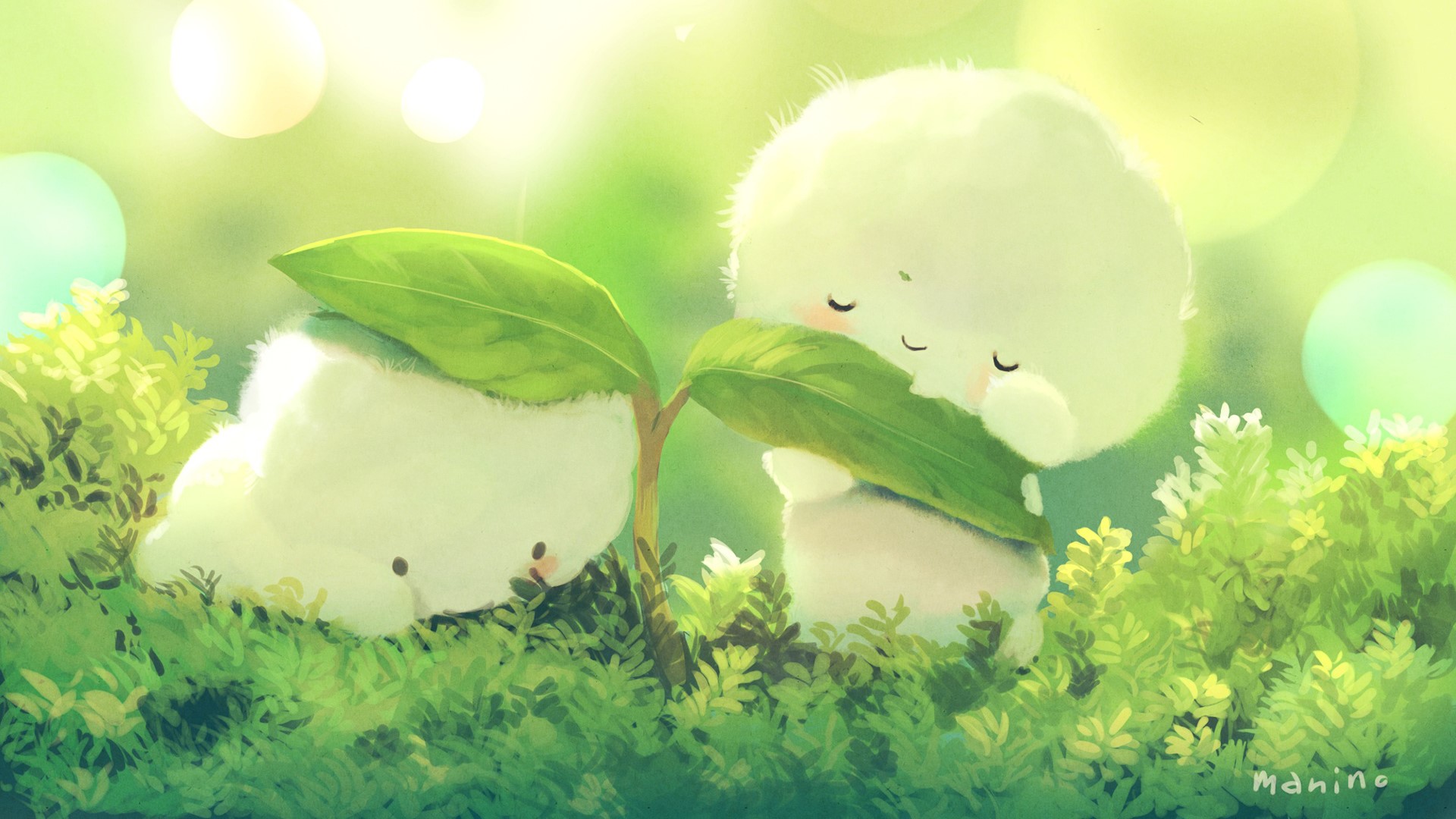 leaves, grass, artwork, plants, green, HD Wallpaper
