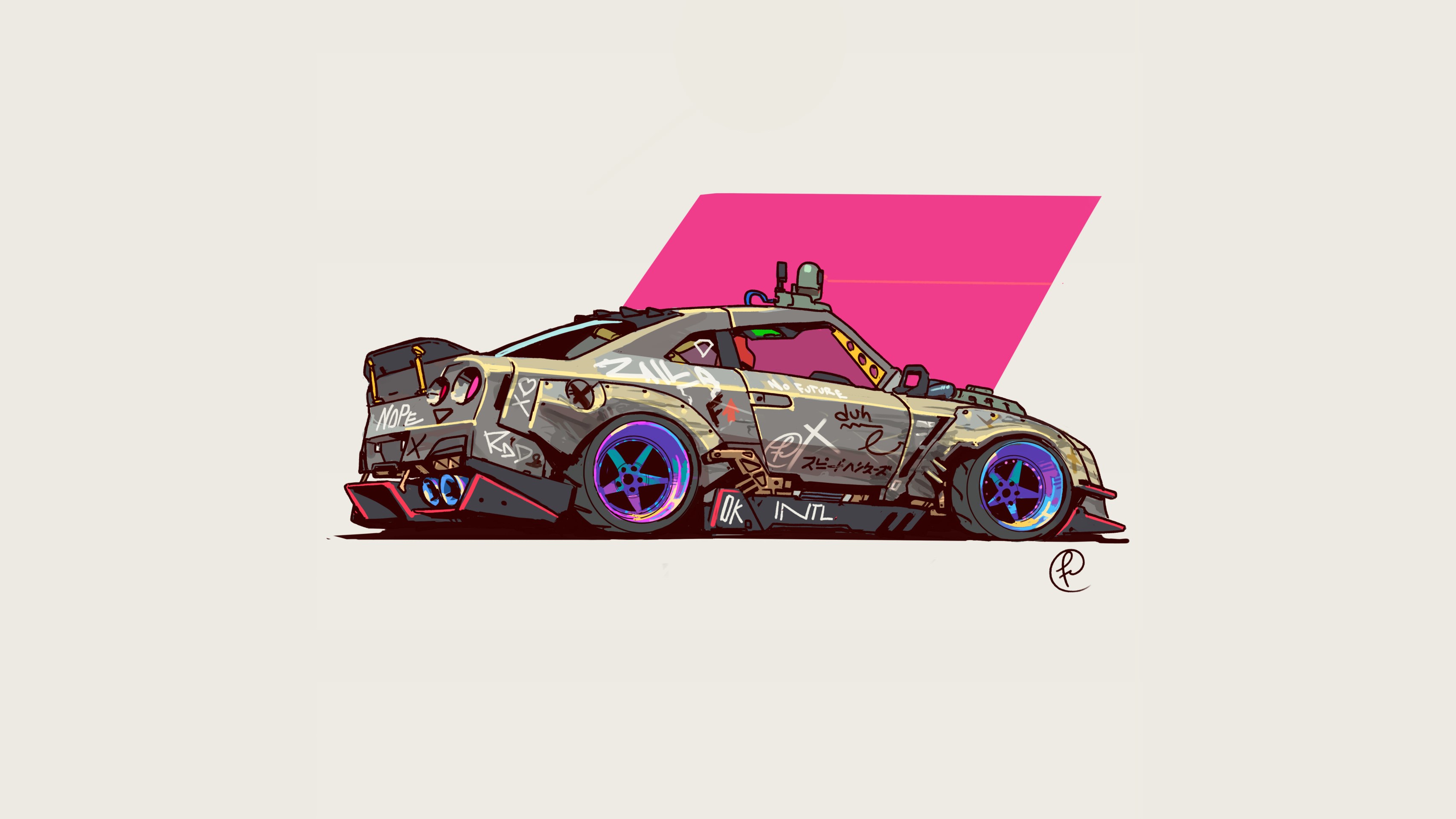 artwork, car, concept art, colorful, custom-made, Fernando Correa, HD Wallpaper
