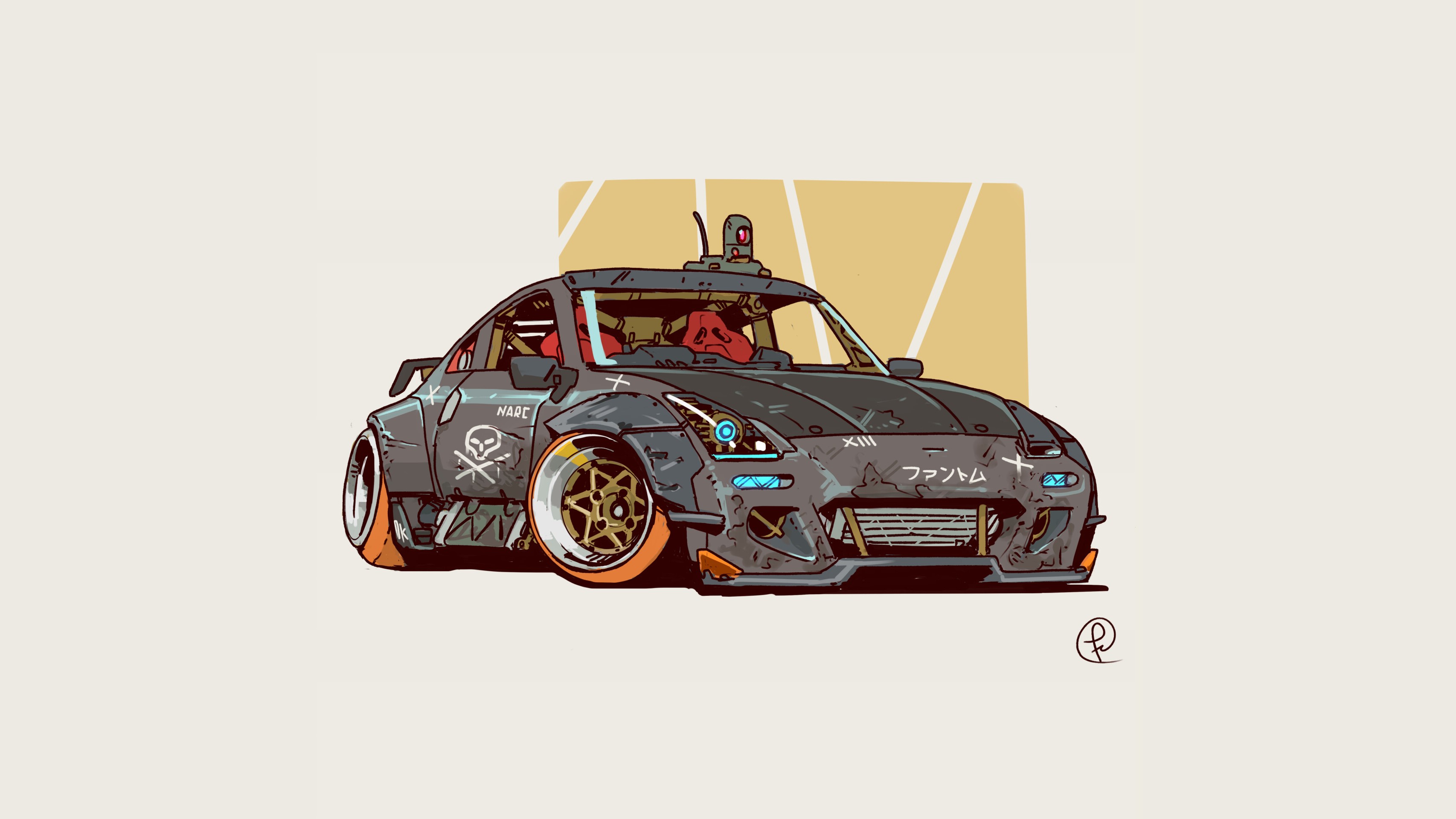 artwork, car, concept art, colorful, custom-made, Fernando Correa, HD Wallpaper