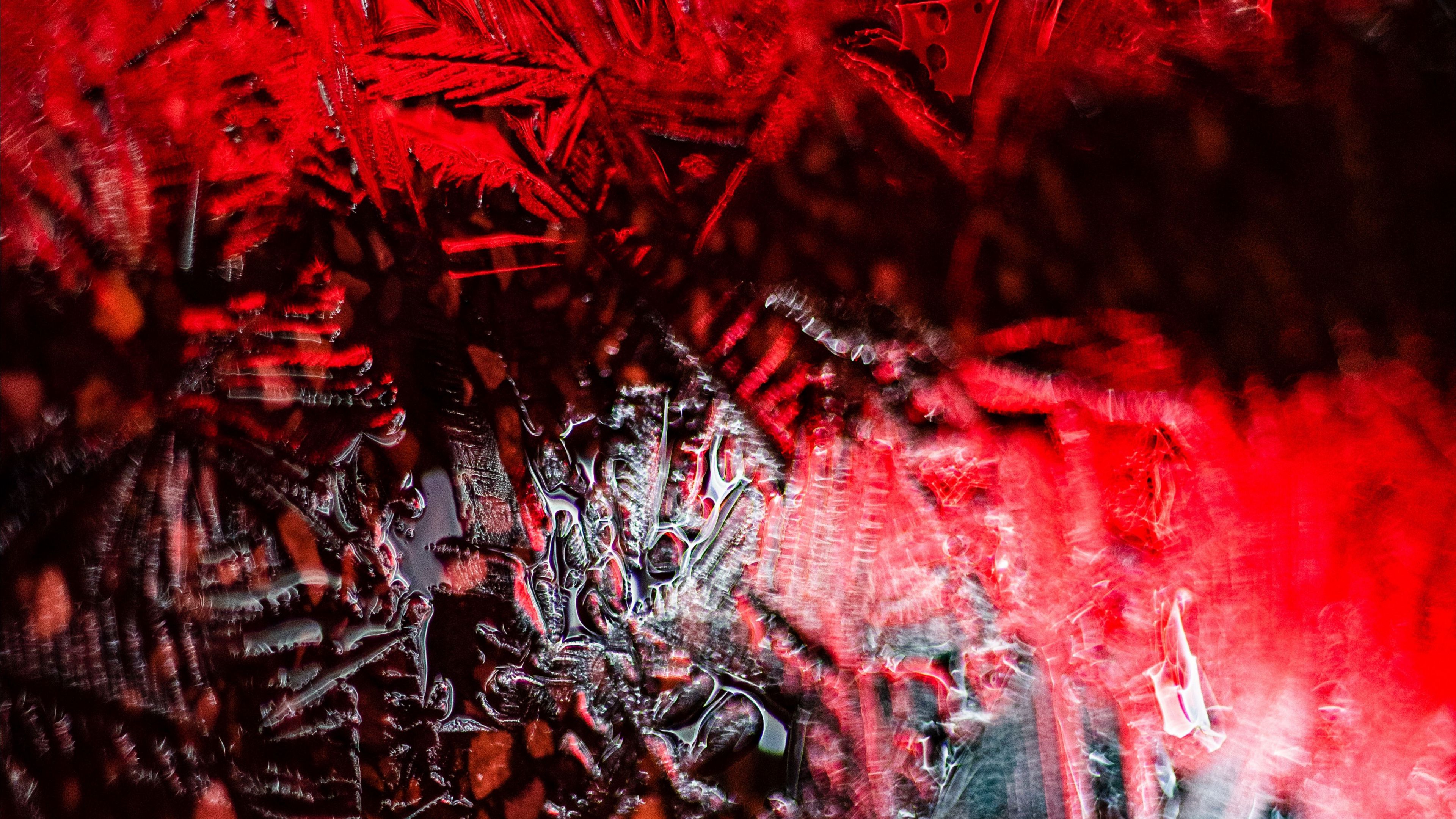 ice, light, red, macro, 4k, HD Wallpaper