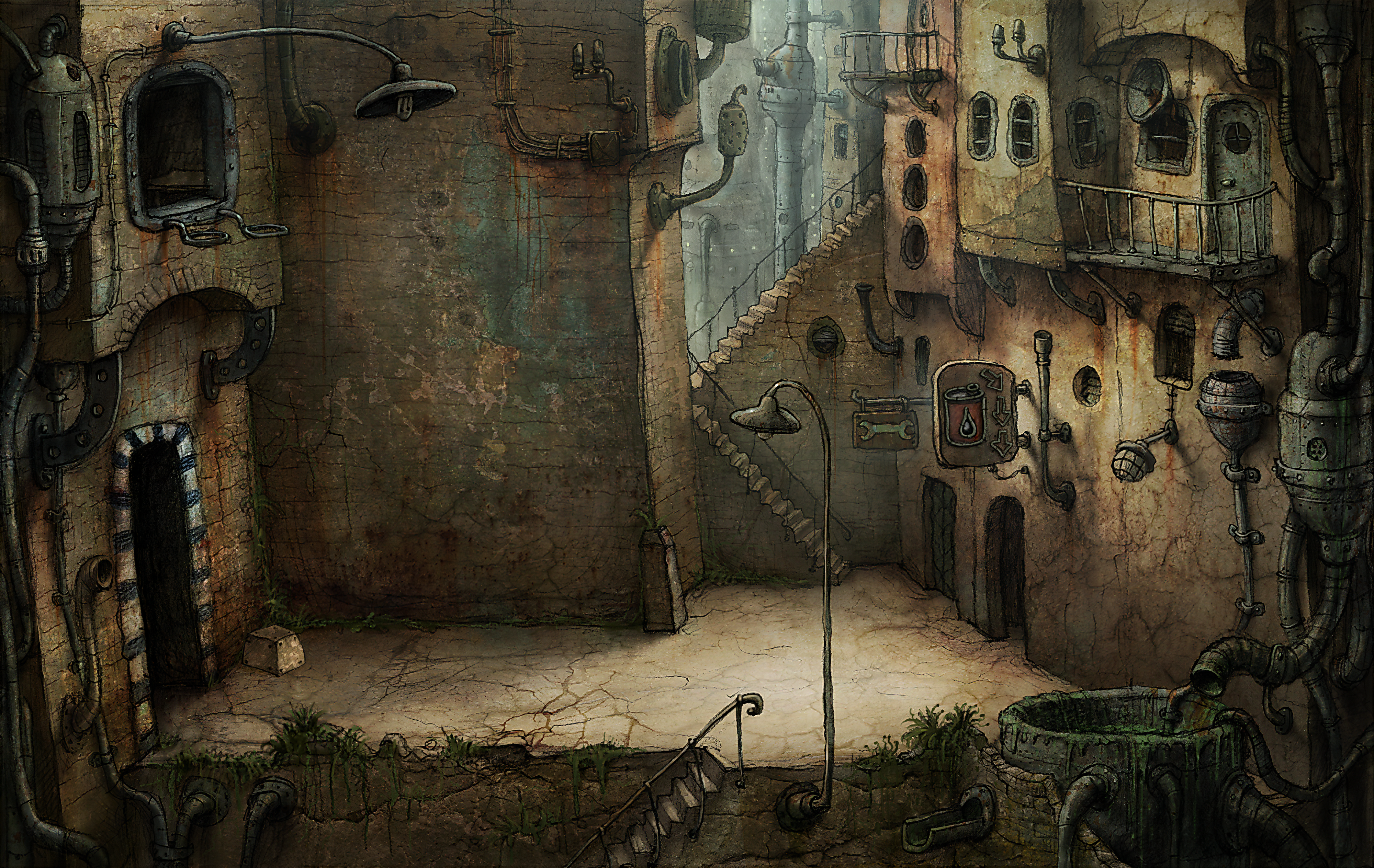 gritty, digital art, Machinarium, HD Wallpaper
