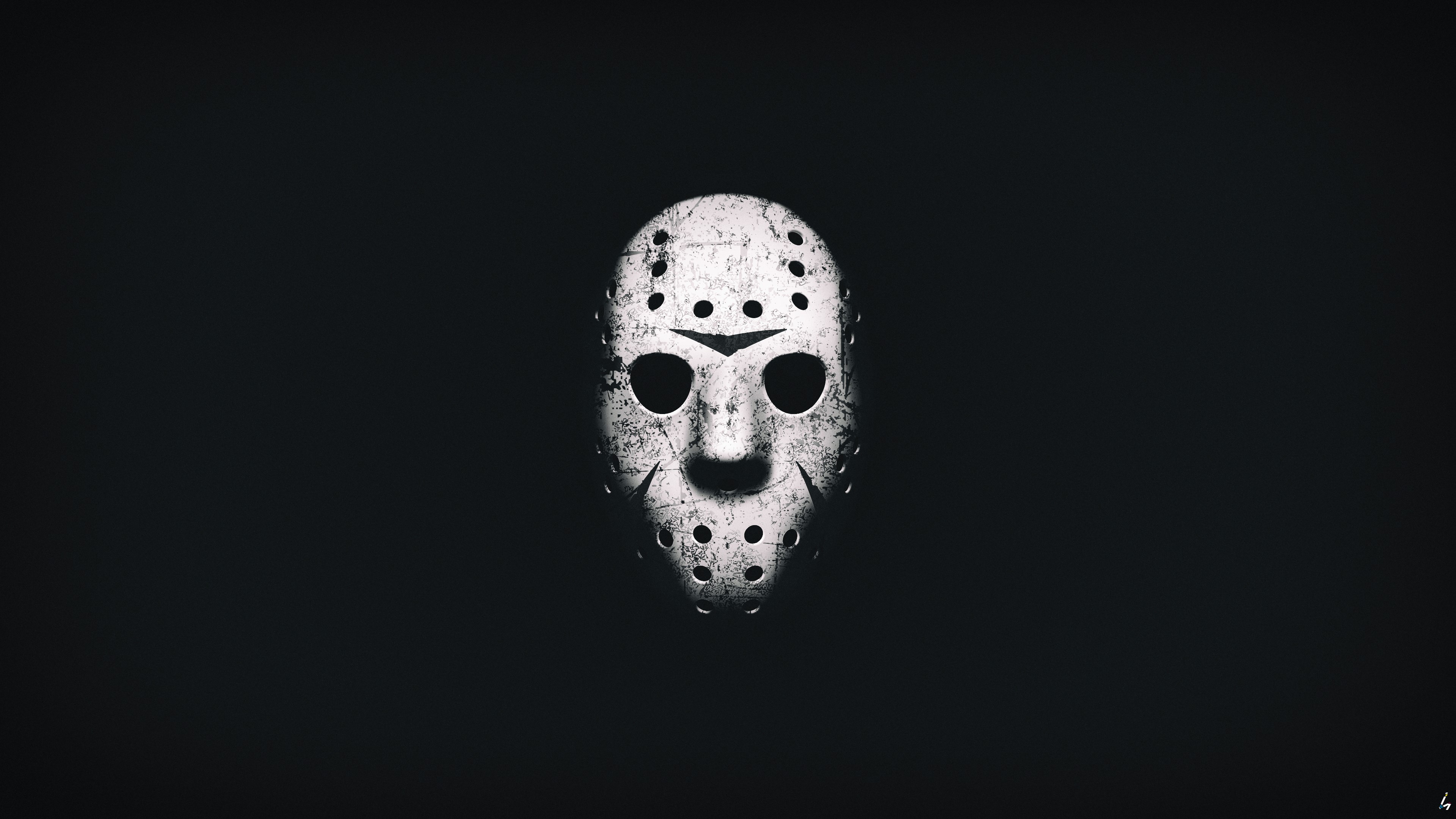 game art, mask, Friday The 13th The Games, monochrome, low saturation, hockey mask, horror, Horror movies, HD Wallpaper