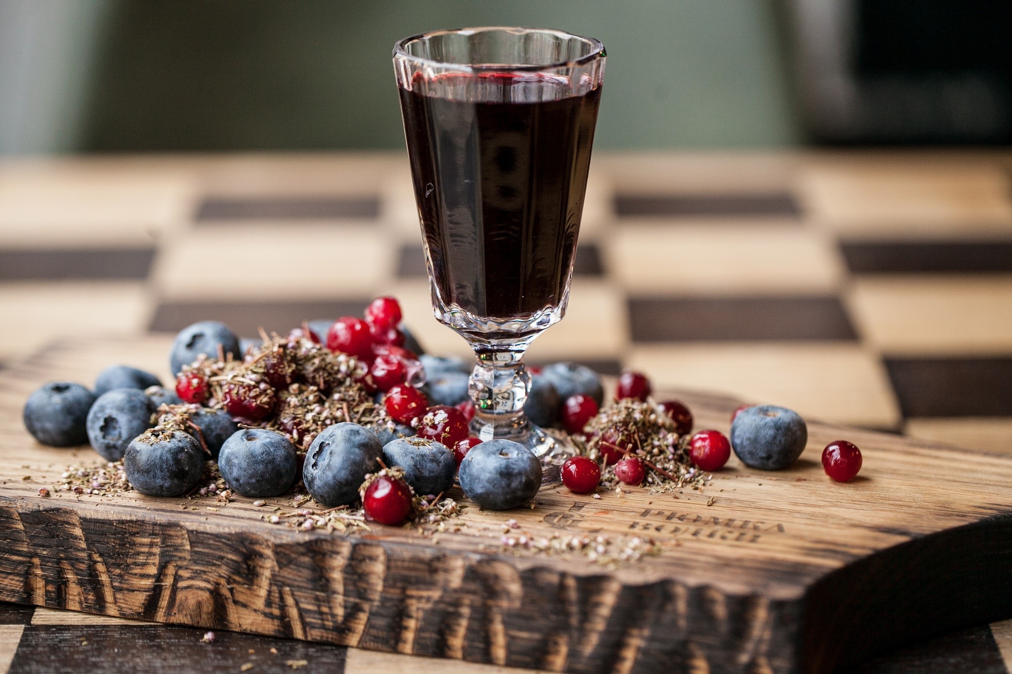 food, fruit, berries, drinking glass, blueberries, HD Wallpaper
