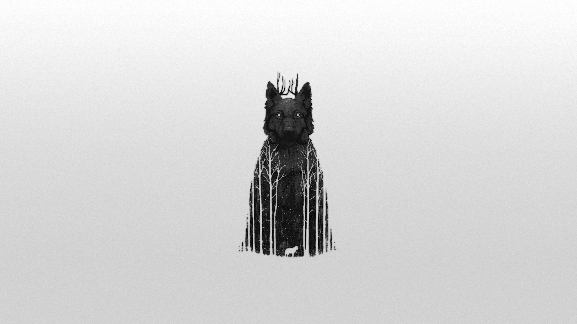 minimalism, simple, digital art, animals, vector, white background, wolf, HD Wallpaper