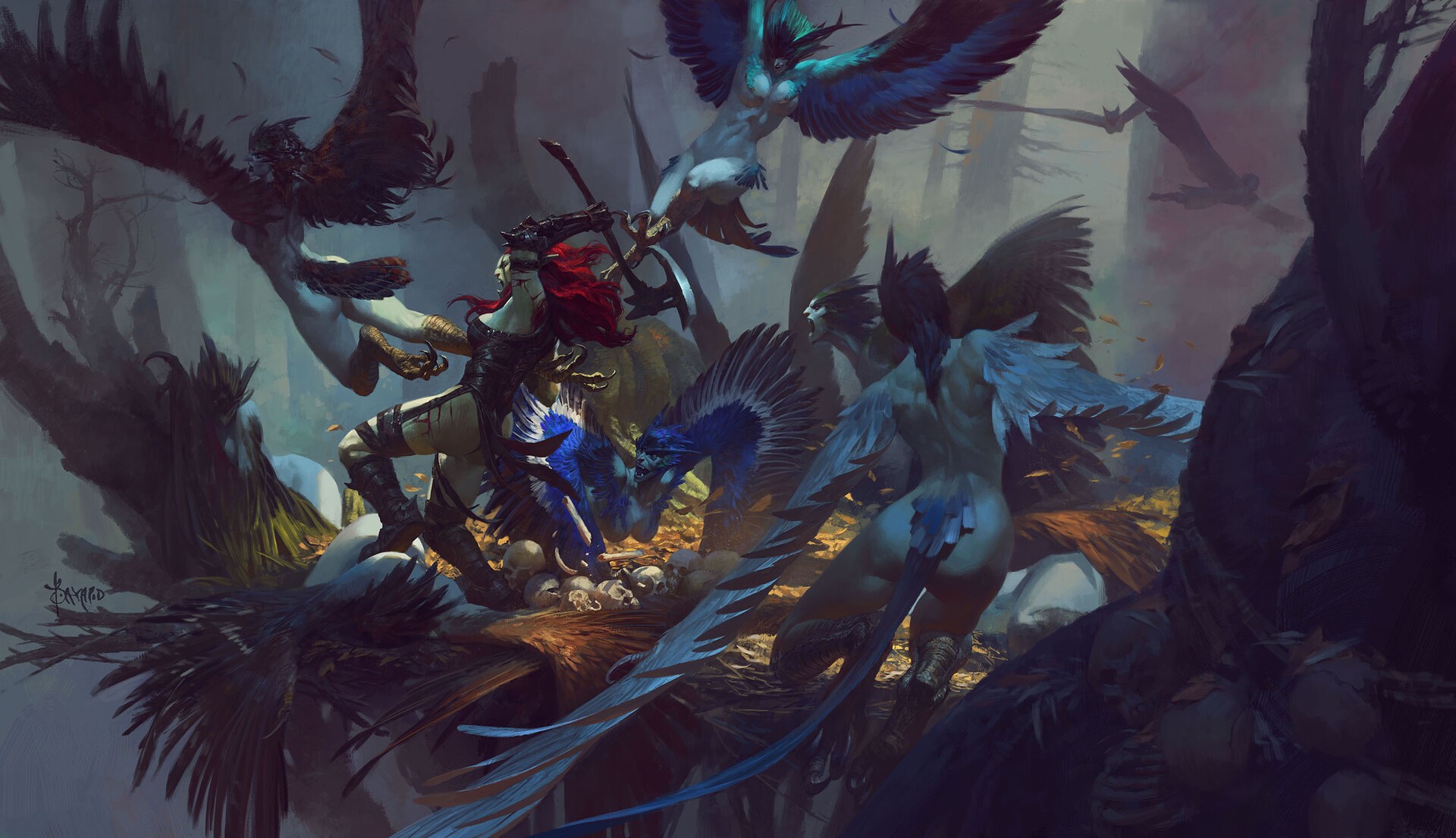fantasy art, artwork, battle, ArtStation, illustration, creature, HD Wallpaper
