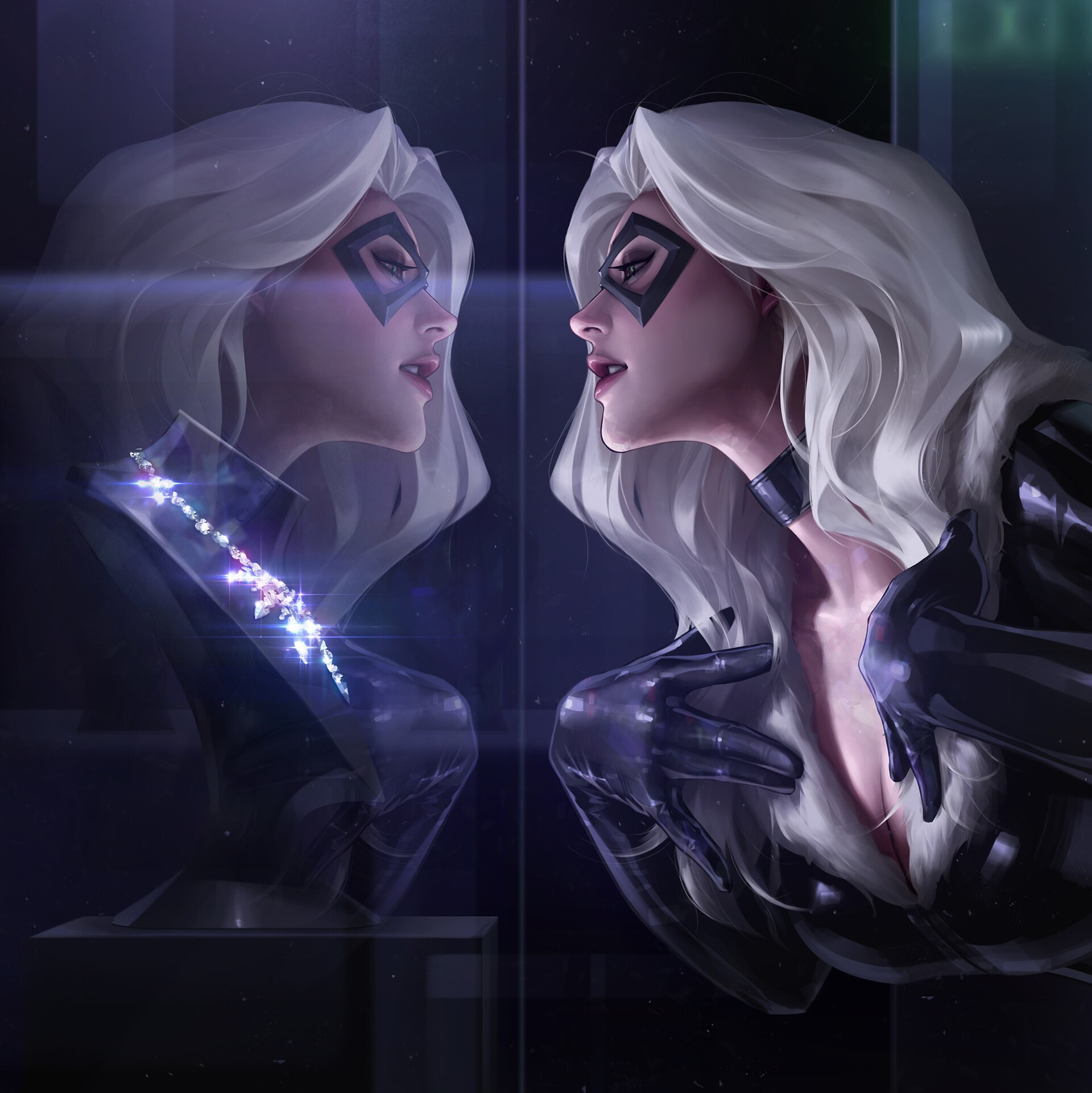 artwork, ArtStation, Black Cat (character), fantasy girl, HD Wallpaper