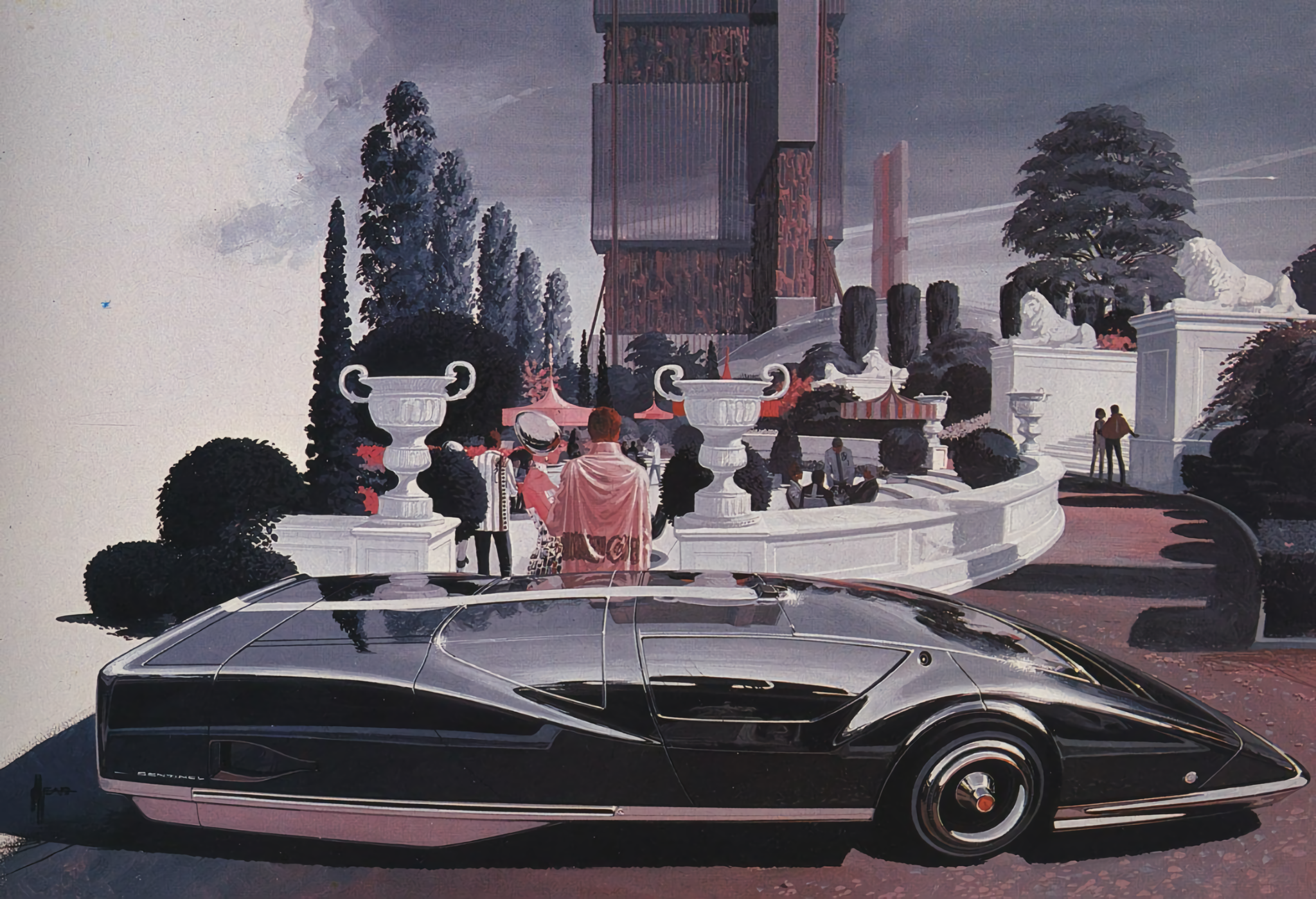 Syd Mead, Ford, car, vehicle, black cars, futuristic, artwork, HD Wallpaper