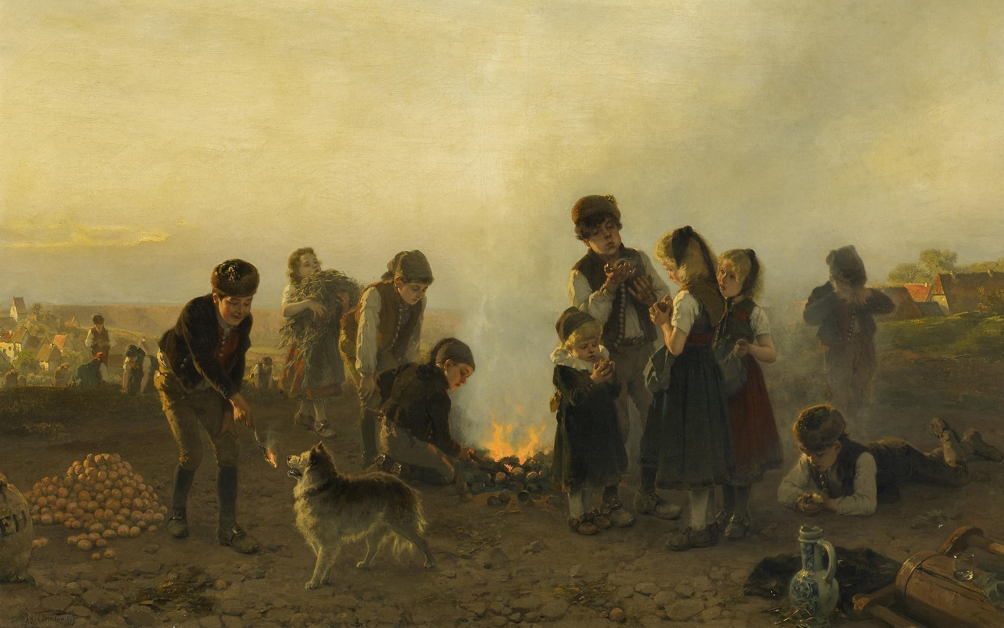 Friedrich Hiddemann, artwork, children, classic art, classical art, painting, 1879 (Year), HD Wallpaper