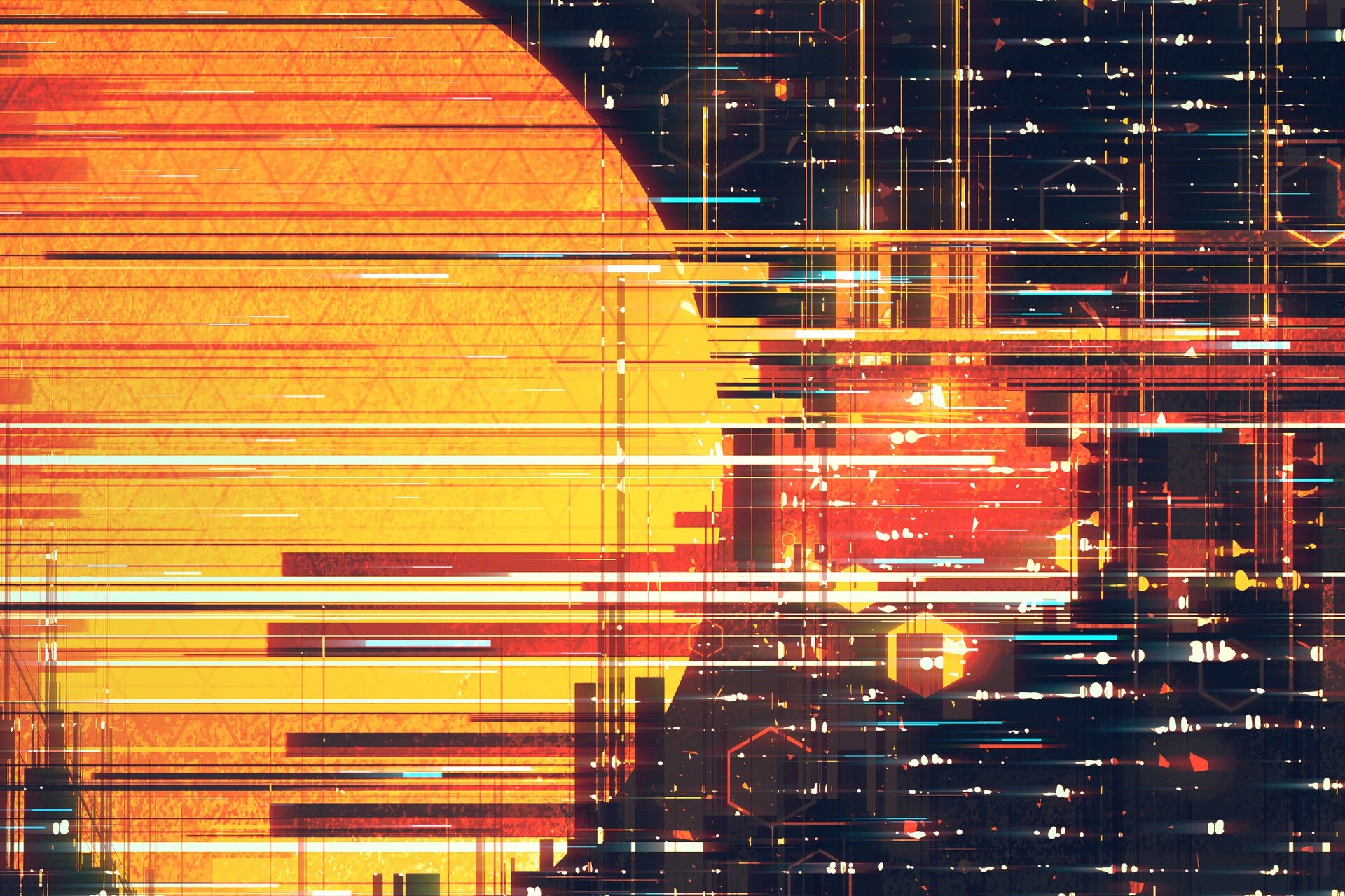 Sun, artwork, cityscape, illustration, Scott Uminga, HD Wallpaper
