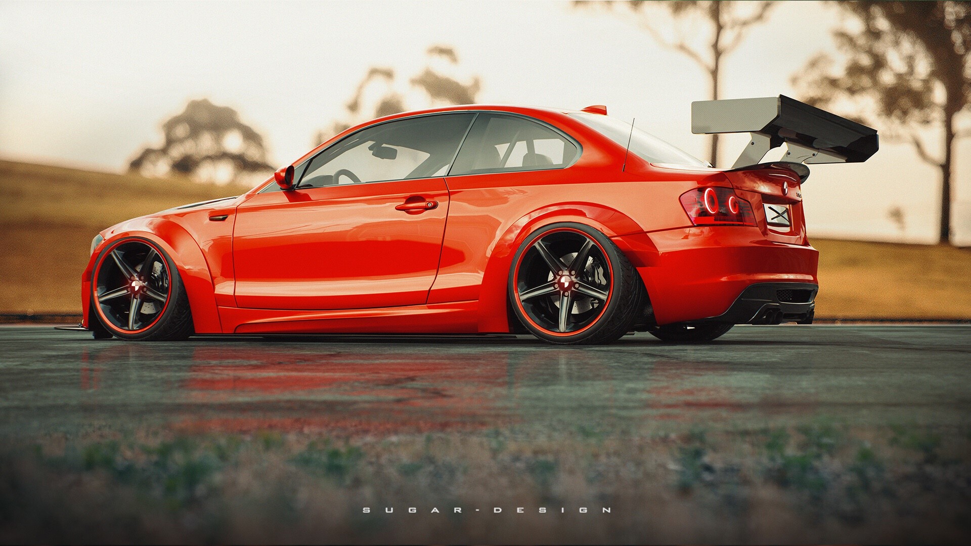 red cars, car, vehicle, BMW, BMW 1, HD Wallpaper