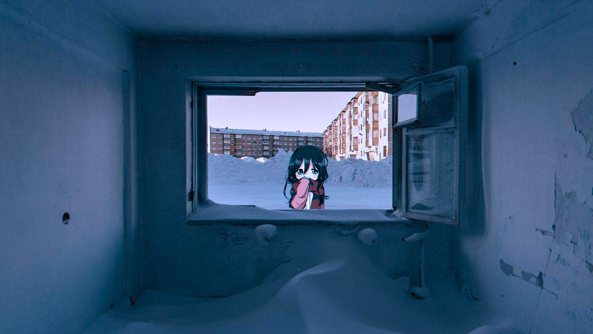 anime, anime_irl, anime girls, winter, Russia, cold, HD Wallpaper