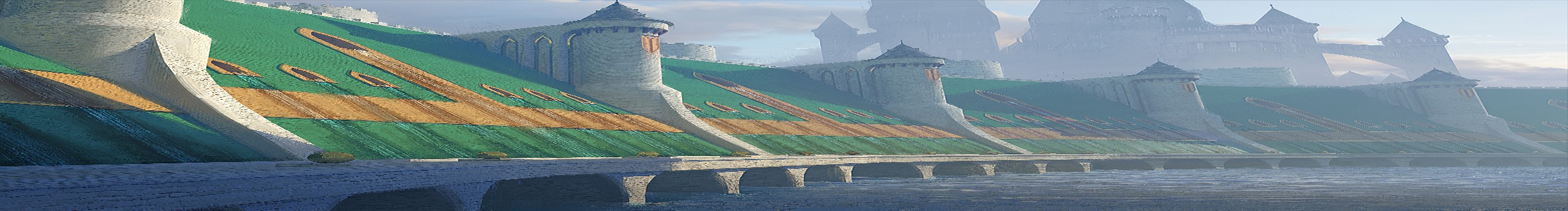 digital art, fantasy art, fantasy architecture, artwork, dam, castle, HD Wallpaper