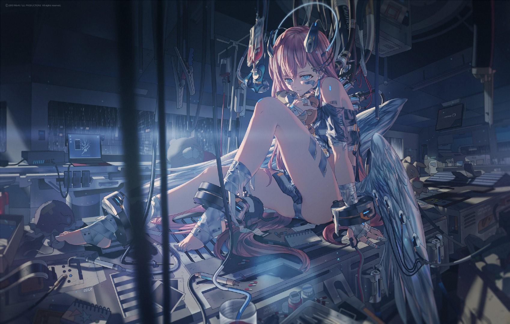 Miv4t, anime girls, anime, legs, futuristic, blue eyes, science fiction, HD Wallpaper
