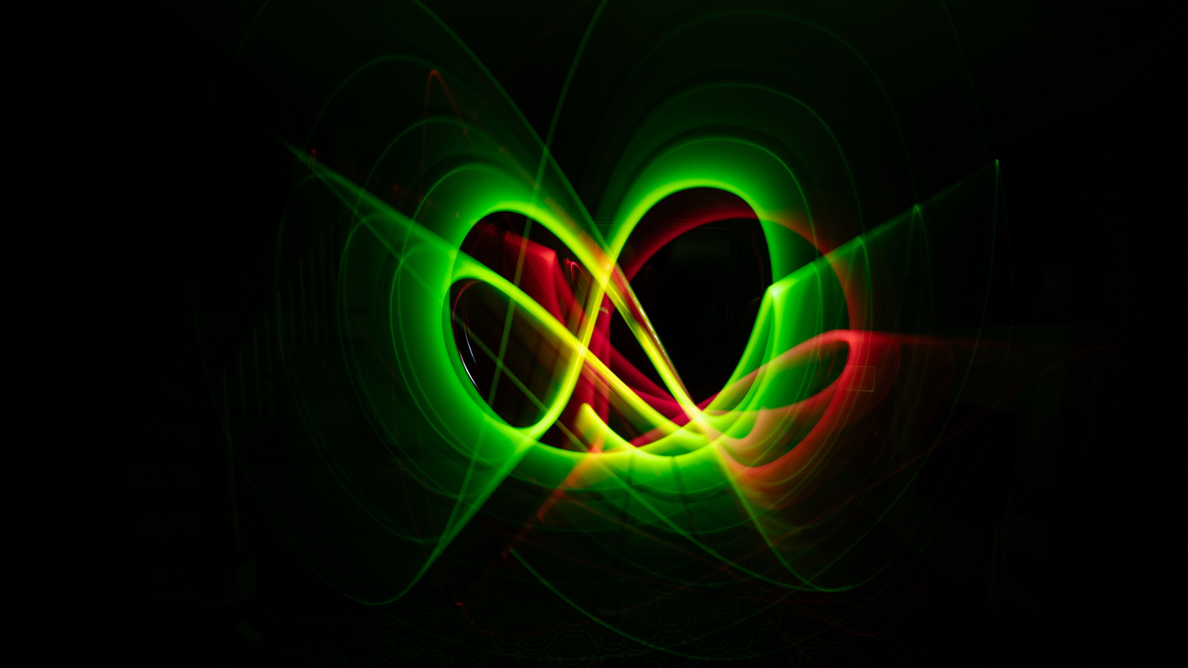infinity, glow, lines, green, connection, 4k, HD Wallpaper