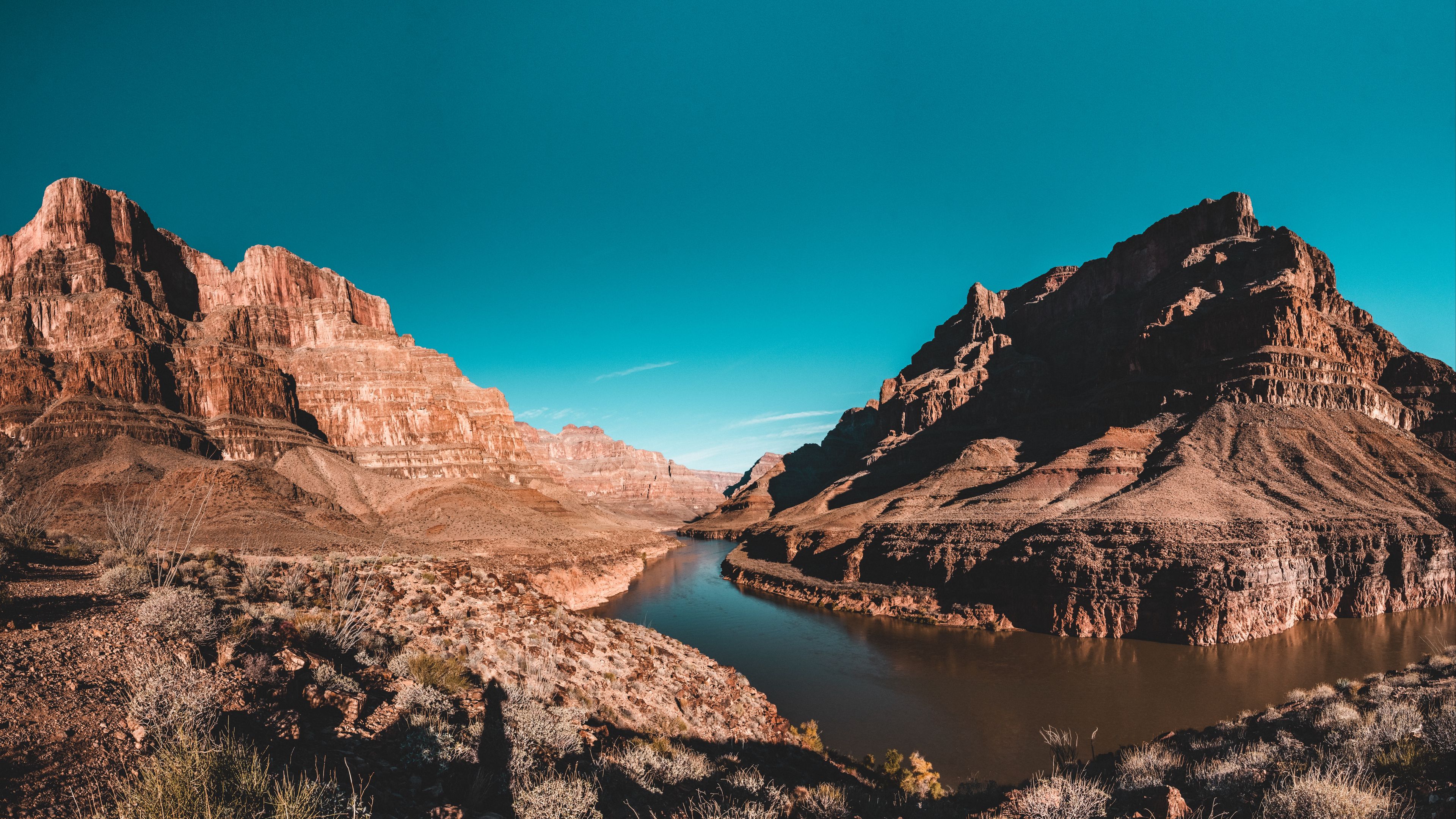 mountain, valley, river, lake, landscape, 4k, HD Wallpaper