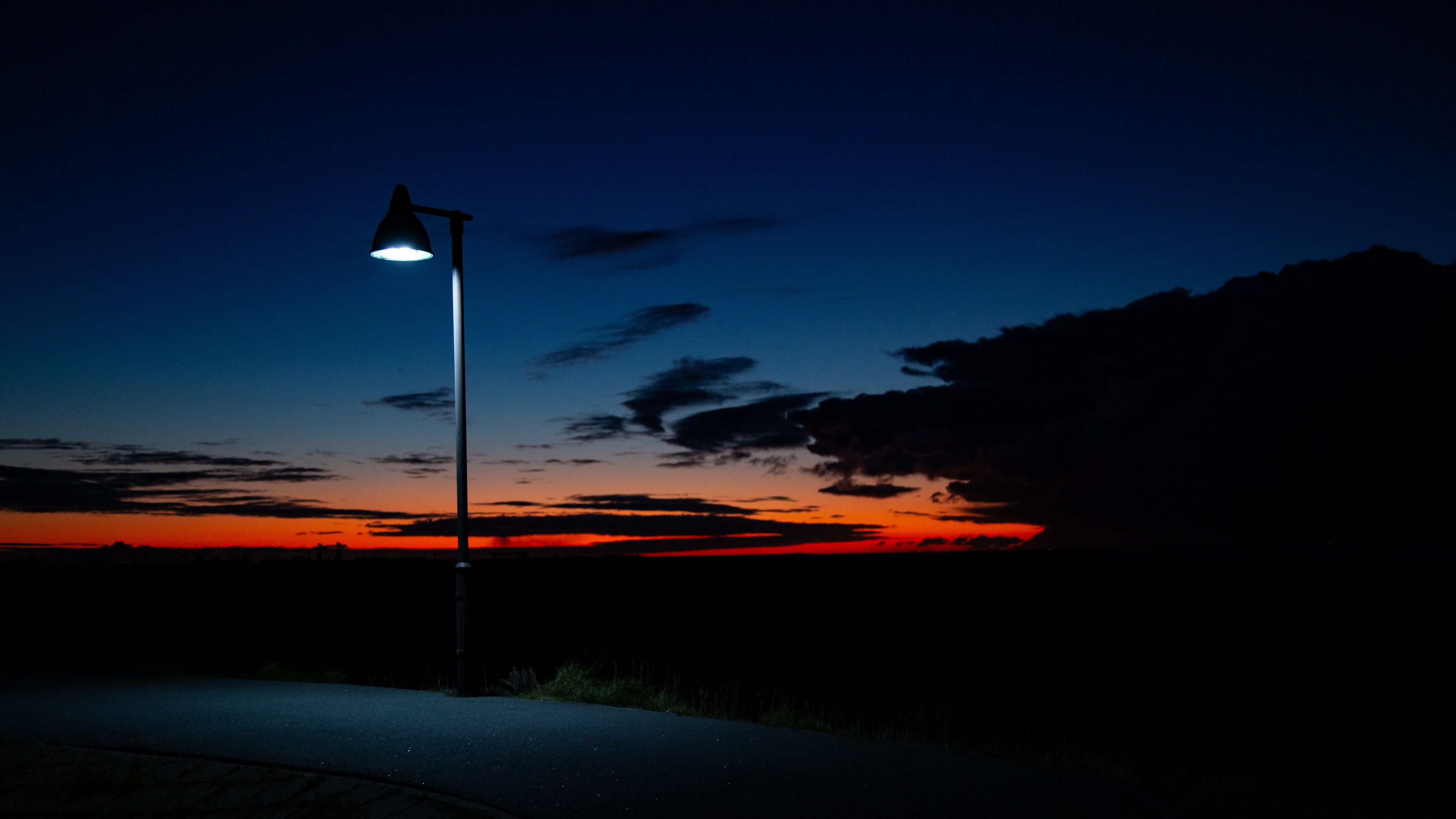 lantern, night, lighting, darkness, road, 4k, HD Wallpaper
