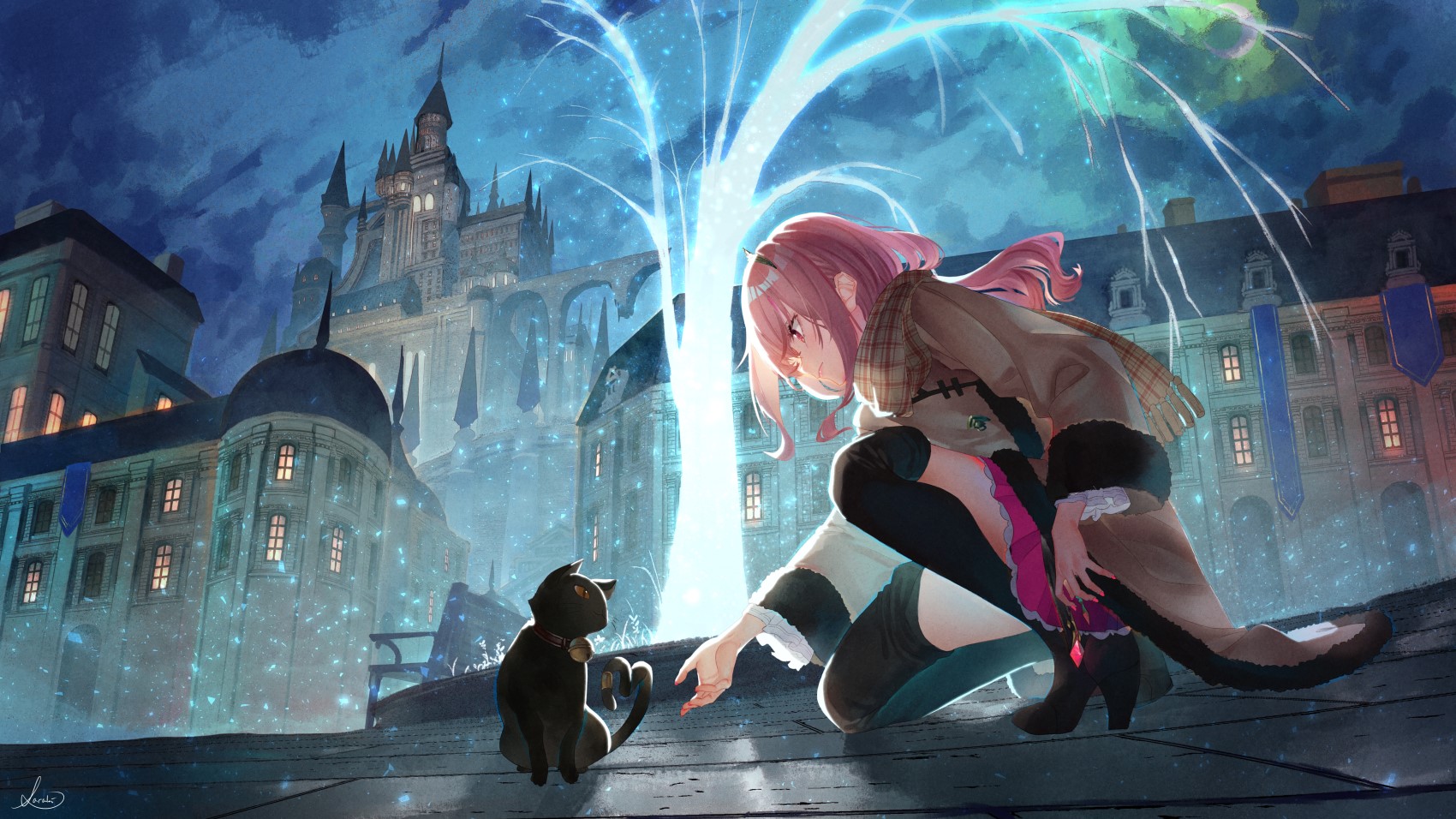 anime, anime girls, digital art, artwork, 2D, portrait, low-angle, HD Wallpaper