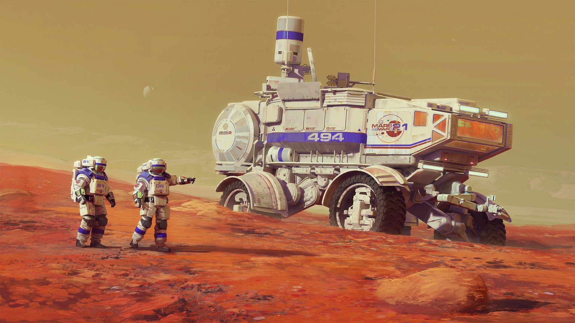 vehicle, science fiction, astronaut, artwork, Mars, HD Wallpaper