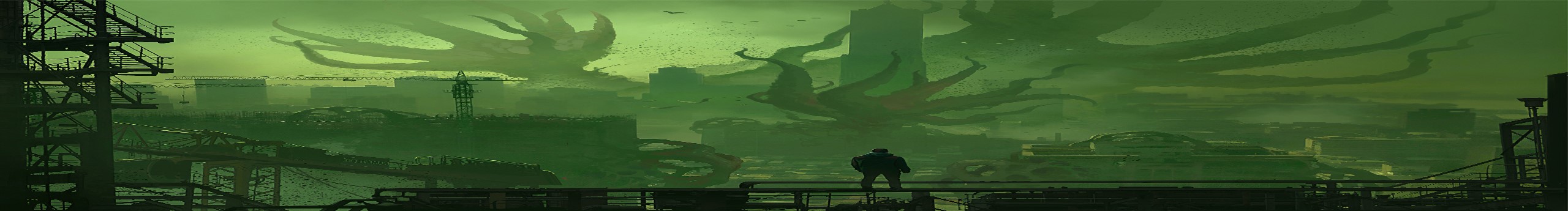 science fiction, city, toxic, digital, artwork, HD Wallpaper