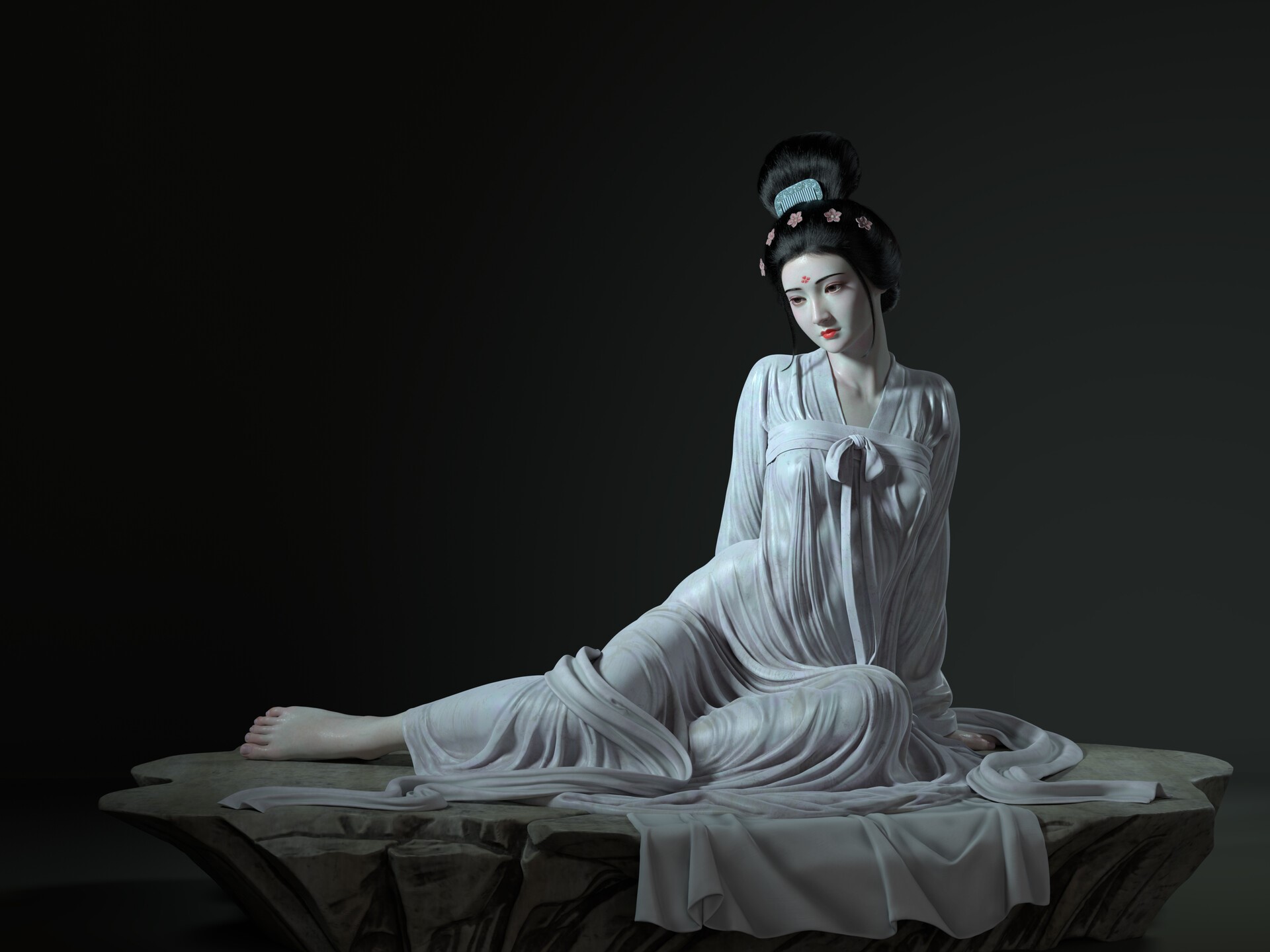 artwork, Asian, simple background, fantasy art, fantasy girl, HD Wallpaper