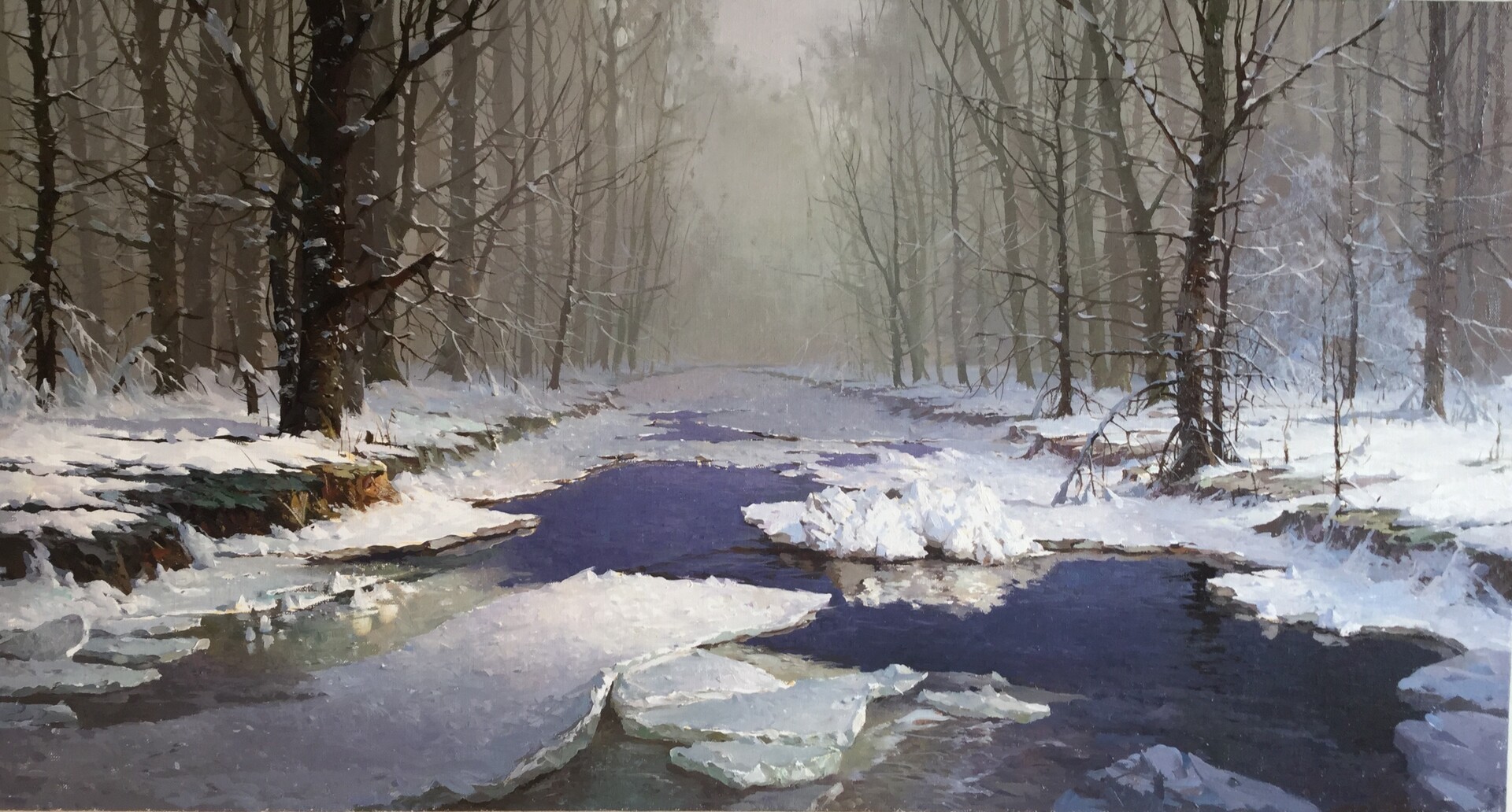 artwork, winter, snow, trees, HD Wallpaper