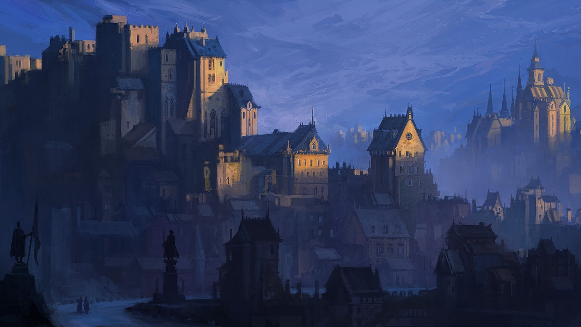 Andreas Rocha, artwork, cityscape, fantasy city, fantasy art, HD Wallpaper