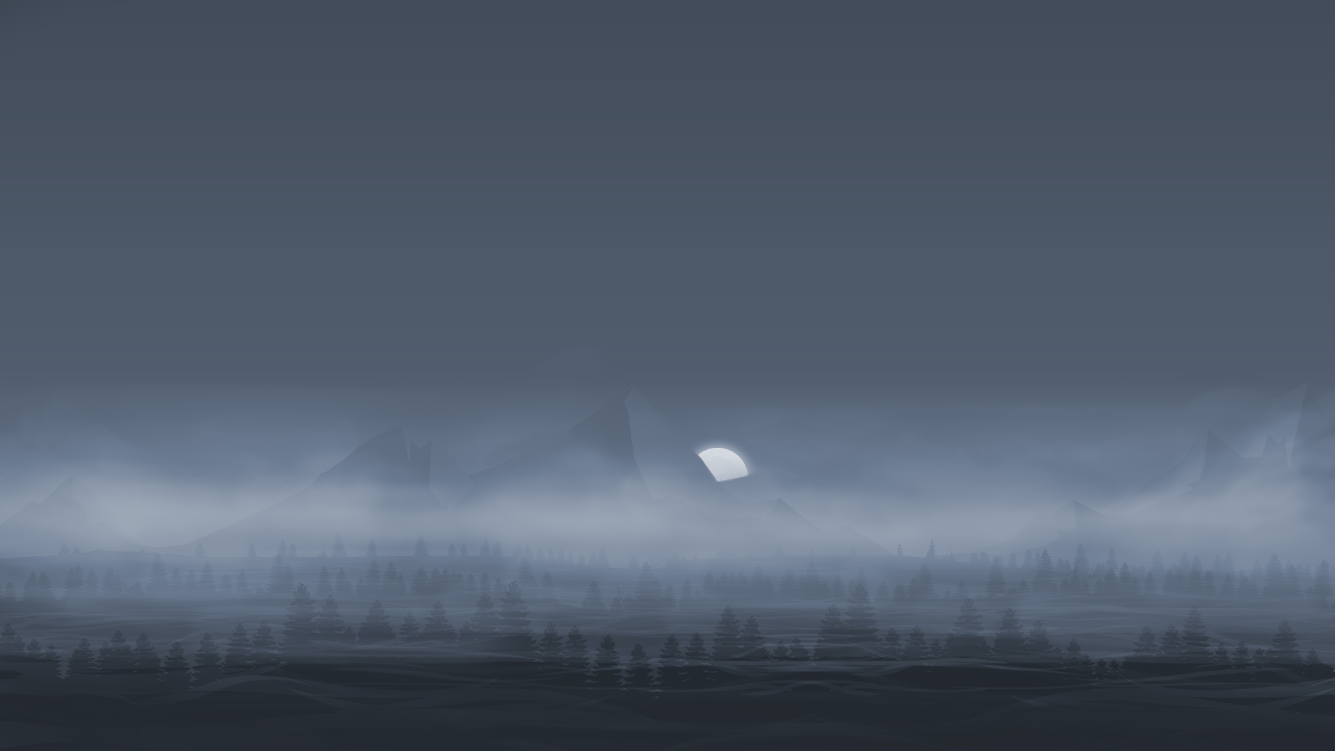 landscape, low poly, nature, winter, Moon, vector, minimalism, simple, night, calm, HD Wallpaper