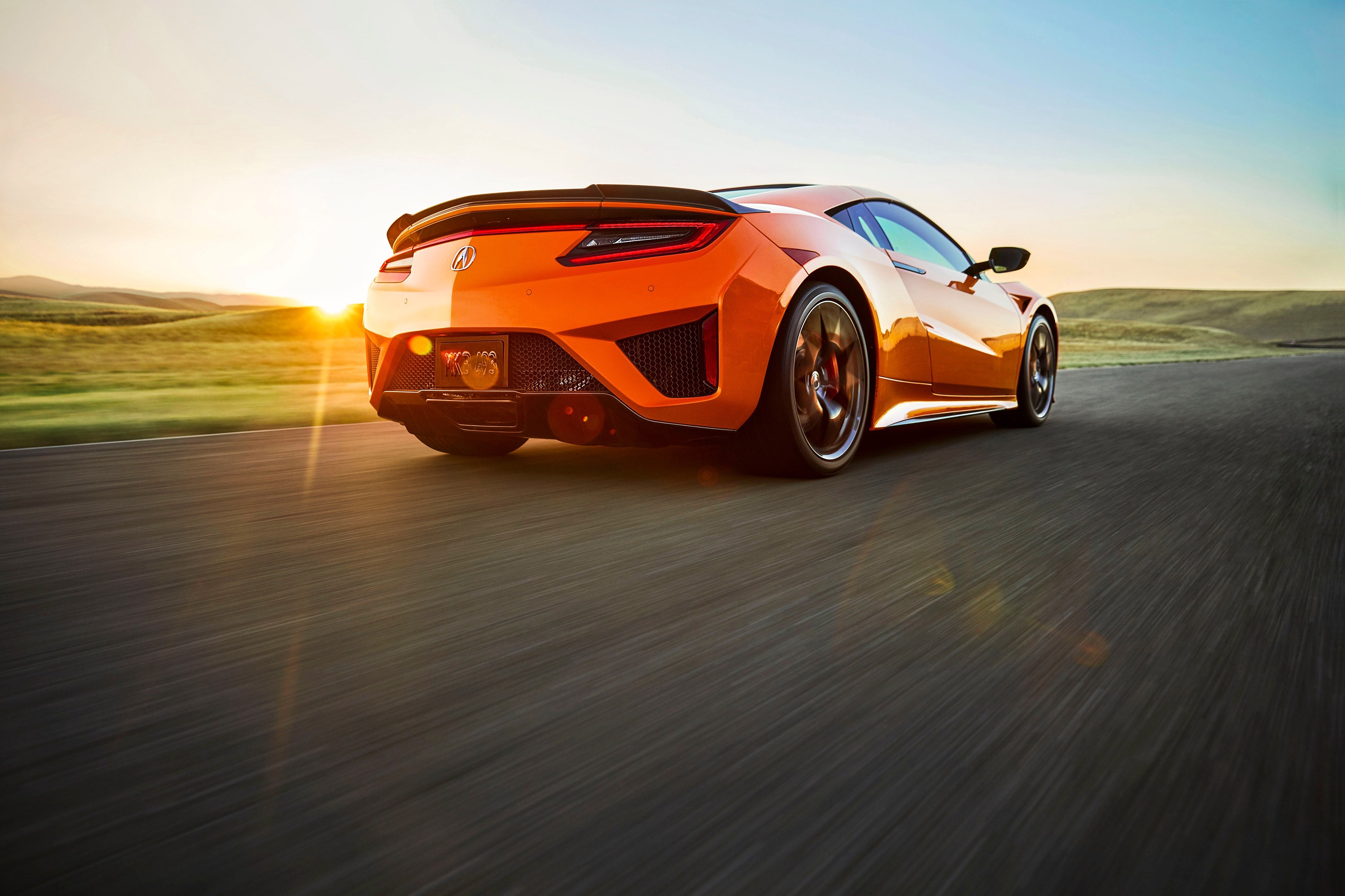 Acura NSX, vehicle, car, road, motion blur, HD Wallpaper