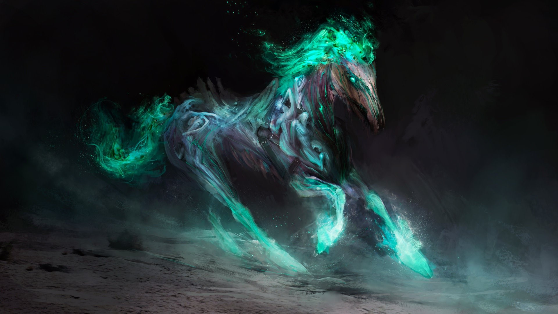 daniel kamarudin, horse, fantasy art, artwork, HD Wallpaper
