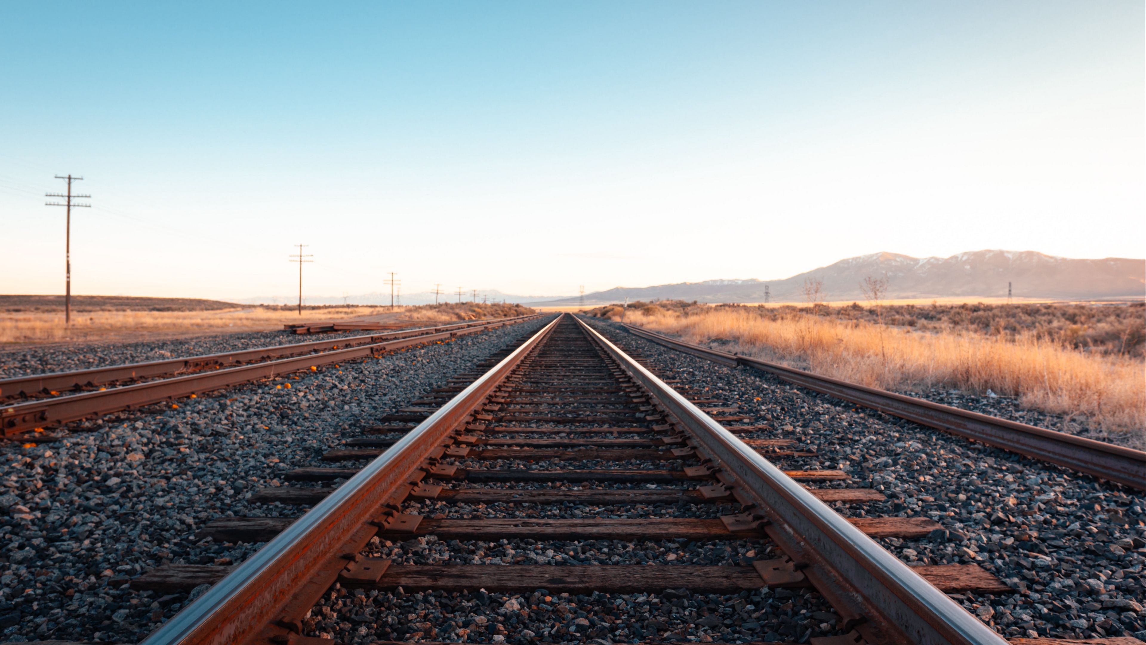 railway, distance, horizon, 4k, HD Wallpaper