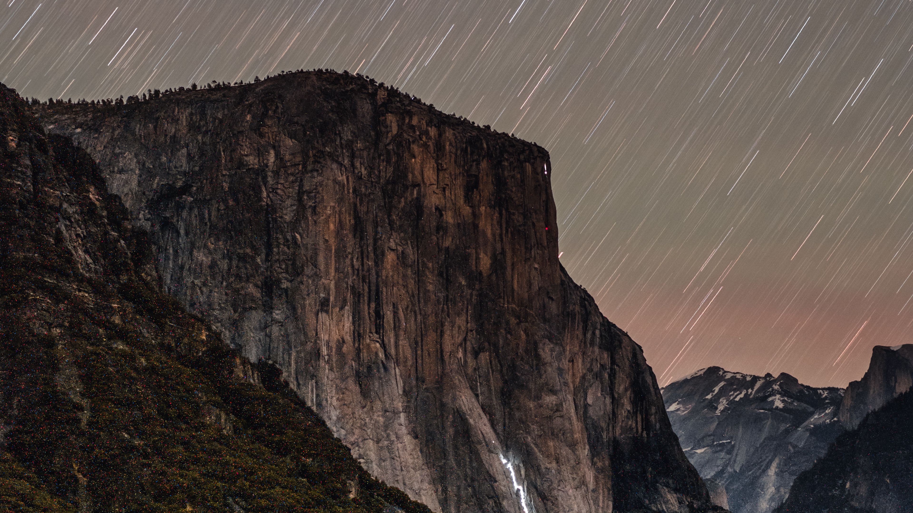 mountain, starry sky, stars, night, shine, 4k, HD Wallpaper