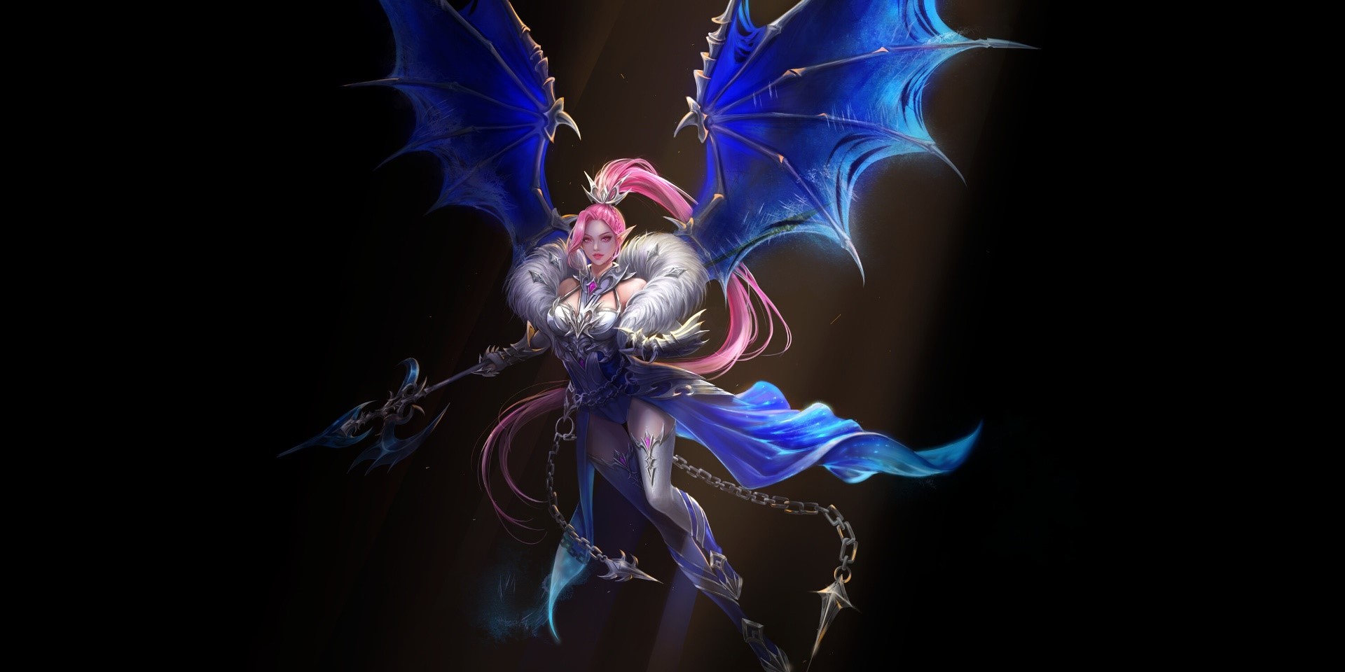 artwork, fantasy girl, fantasy art, wings, pink hair, HD Wallpaper