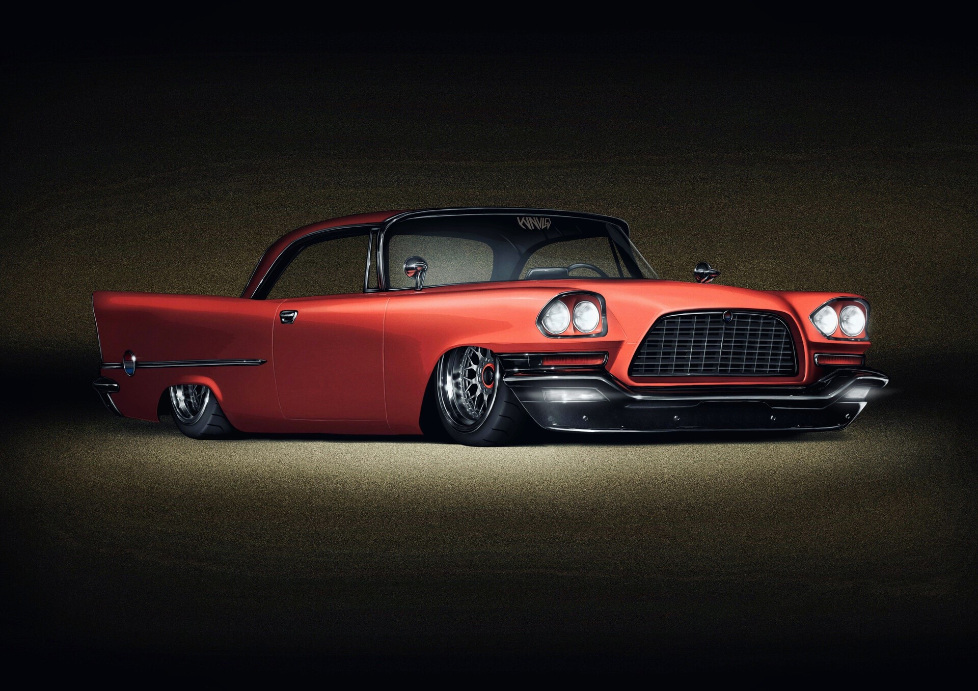 car, artwork, vehicle, red cars, Chrysler, 1957 (Year), Chrysler 300C, Oldtimer, oldtimers, HD Wallpaper