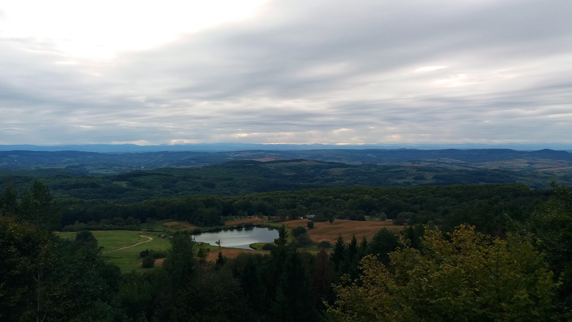 nature, hills, lake, trees, forest, overcast, landscape, Ukraine, HD Wallpaper